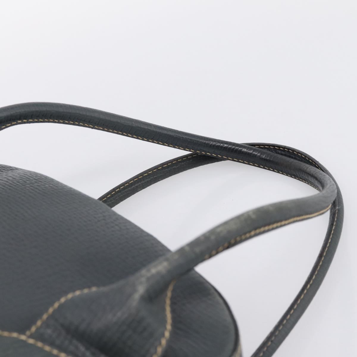 LOEWE Hand Bag Leather Navy Gold Tone Auth ep15784