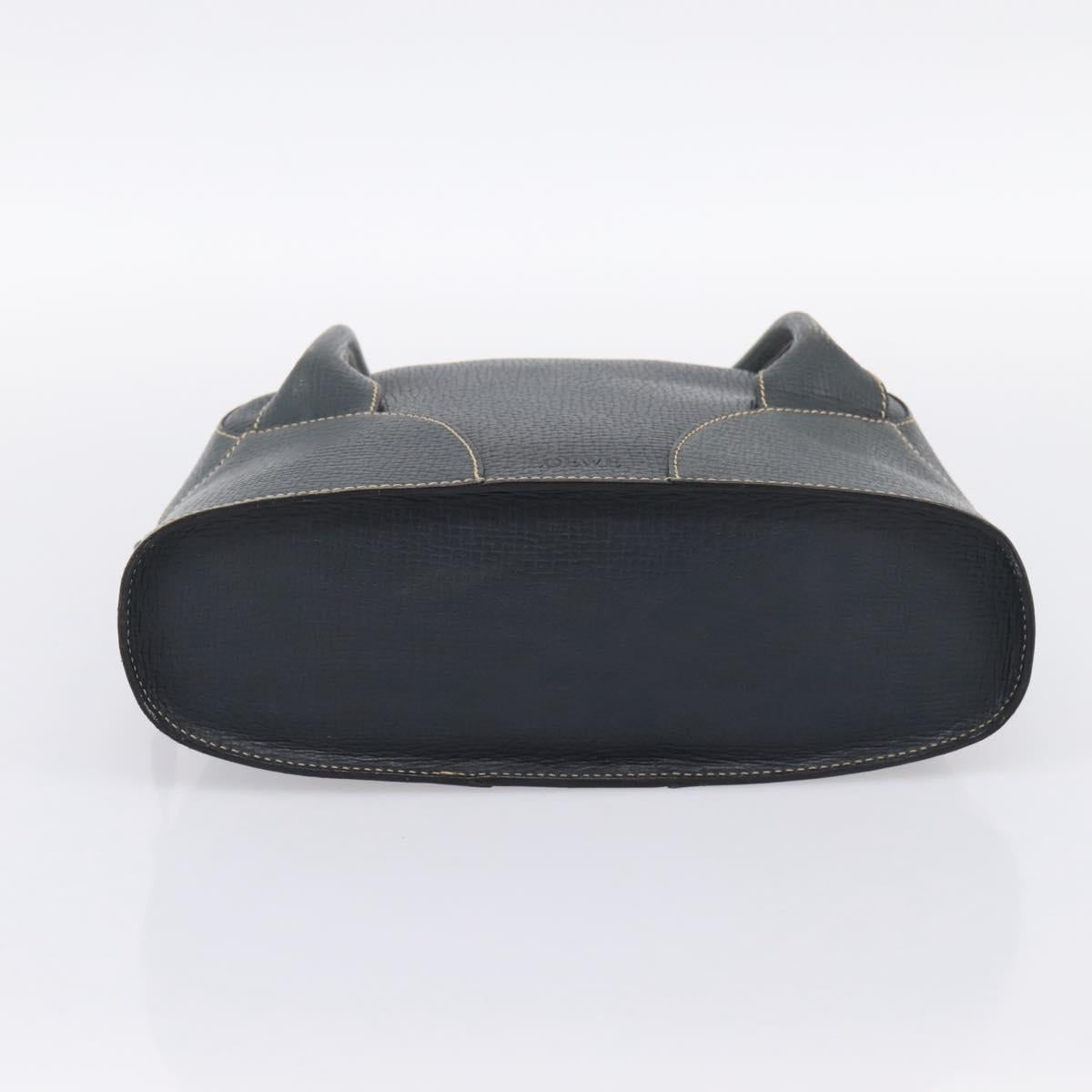 LOEWE Hand Bag Leather Navy Gold Tone Auth ep15784