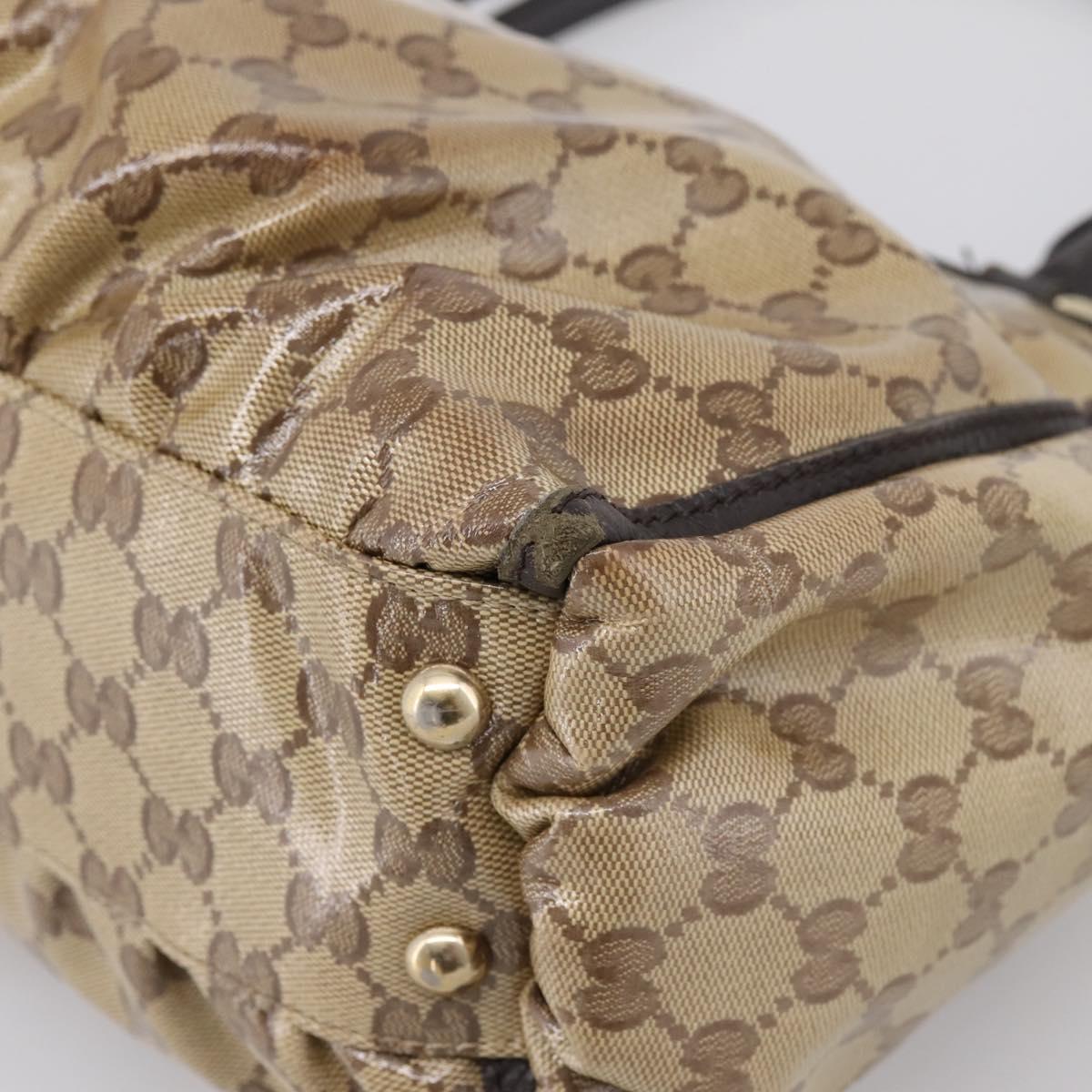 GUCCI GG Crystal Hand Bag Coated Canvas Outlet Beige Gold 327787 Auth ep15785