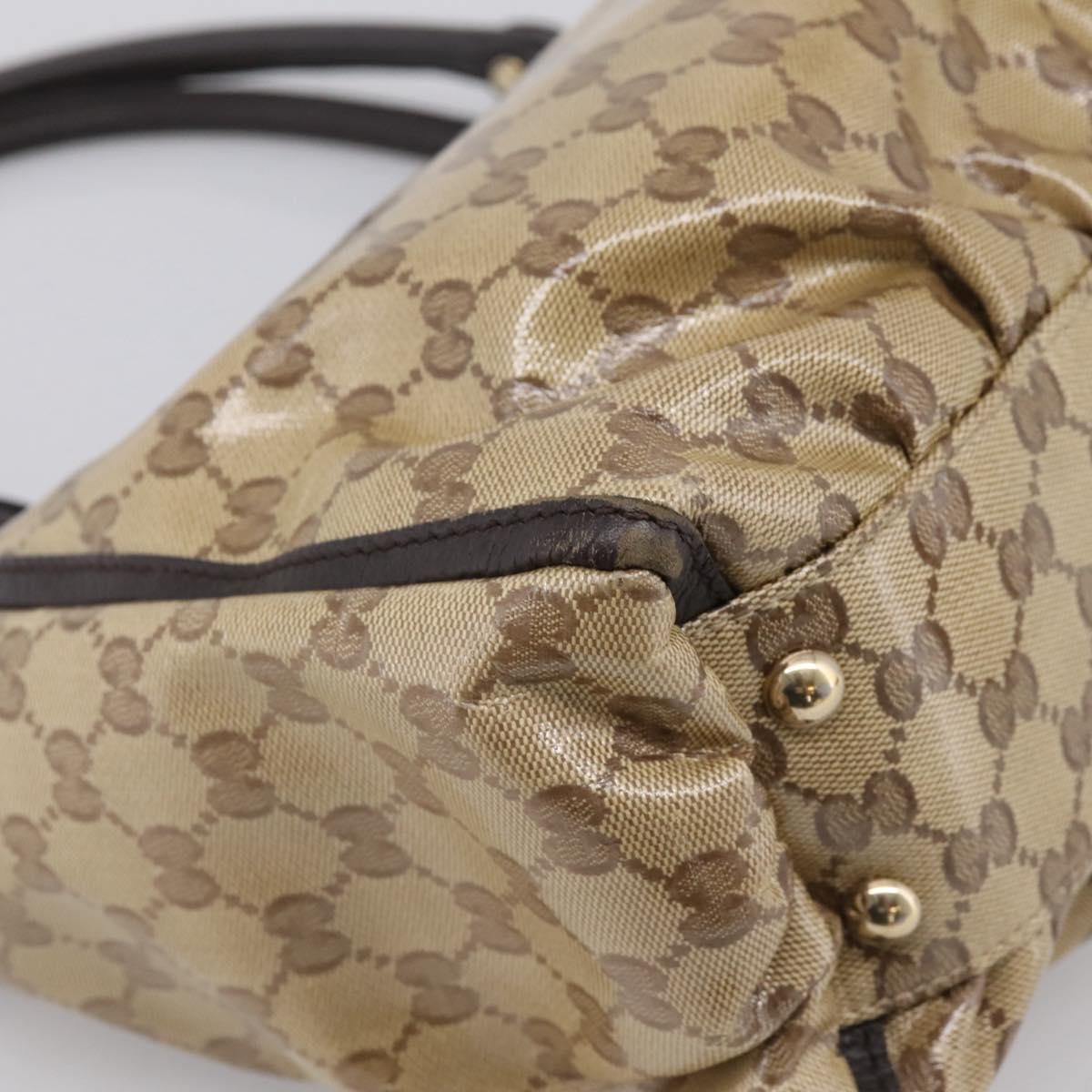 GUCCI GG Crystal Hand Bag Coated Canvas Outlet Beige Gold 327787 Auth ep15785