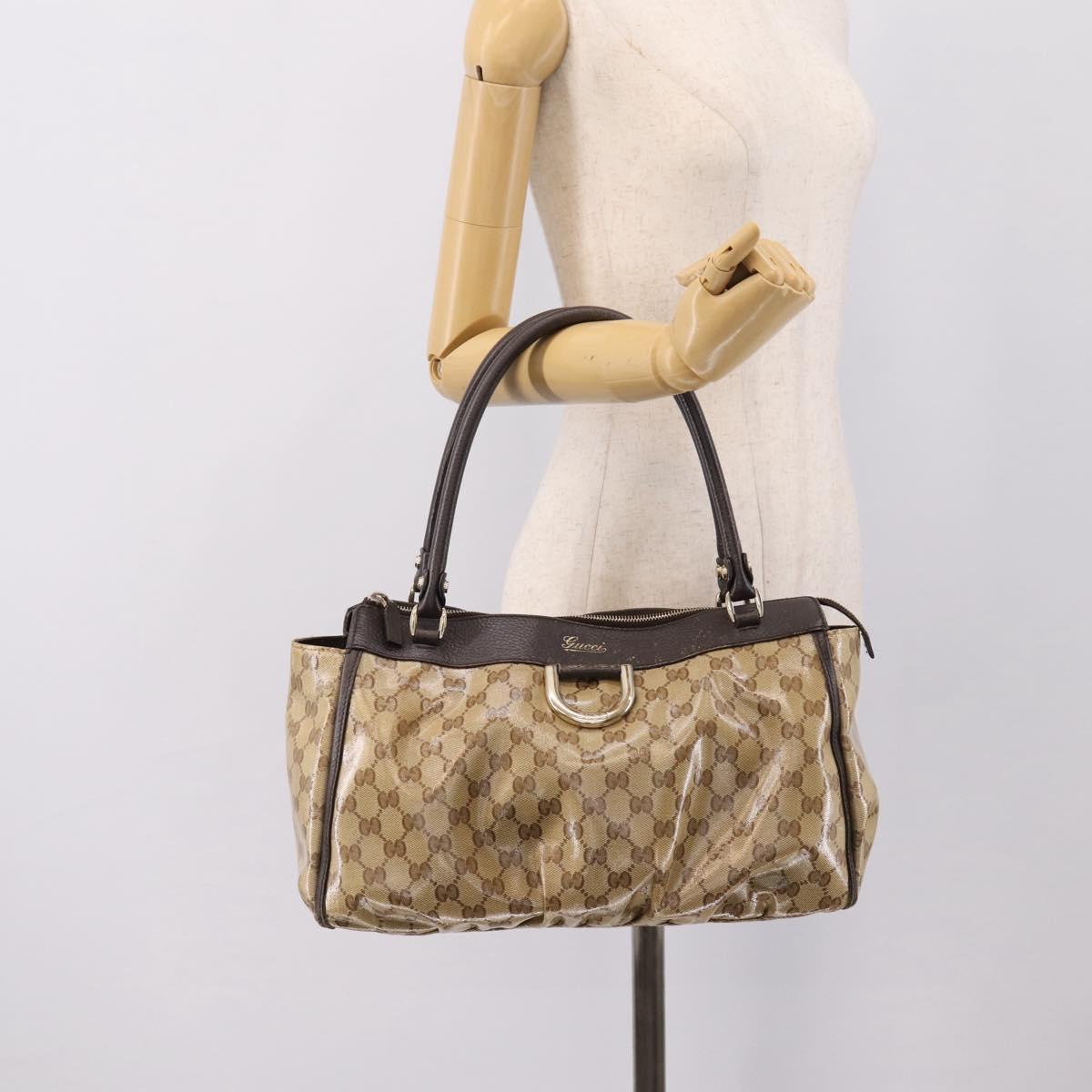 GUCCI GG Crystal Hand Bag Coated Canvas Outlet Beige Gold 327787 Auth ep15785