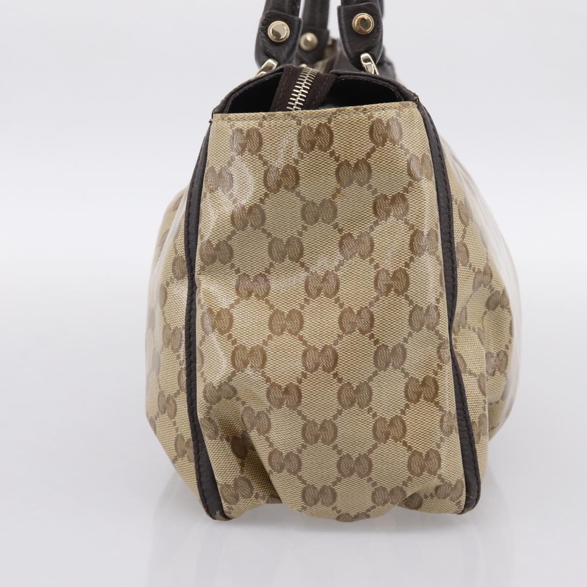 GUCCI GG Crystal Hand Bag Coated Canvas Outlet Beige Gold 327787 Auth ep15785