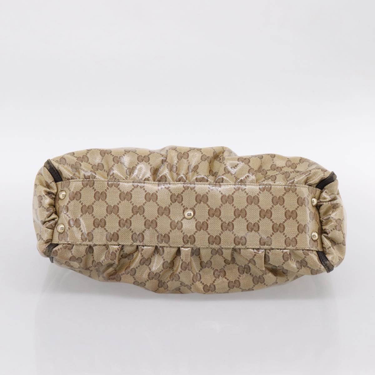 GUCCI GG Crystal Hand Bag Coated Canvas Outlet Beige Gold 327787 Auth ep15785