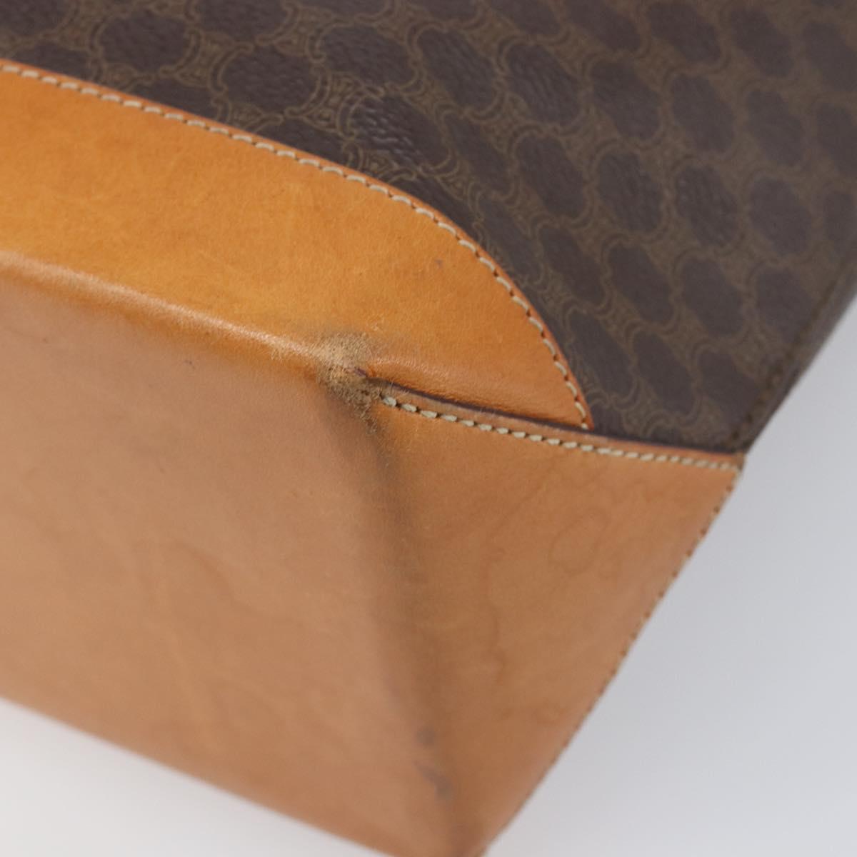 CELINE Macadam Hand Bag PVC Leather Brown Gold Tone Auth ep15786