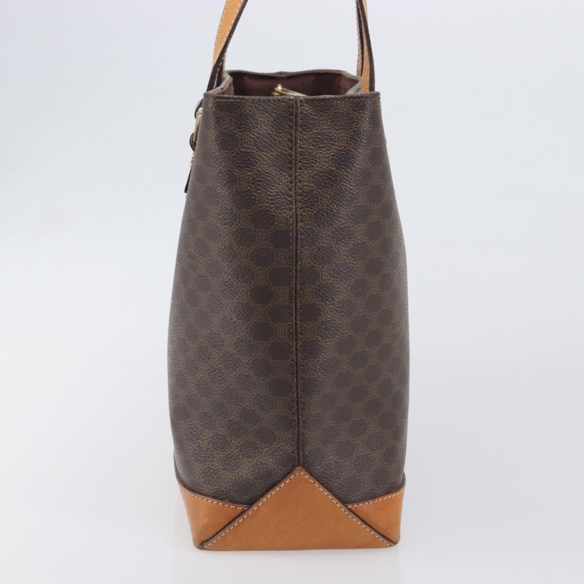 CELINE Macadam Hand Bag PVC Leather Brown Gold Tone Auth ep15786