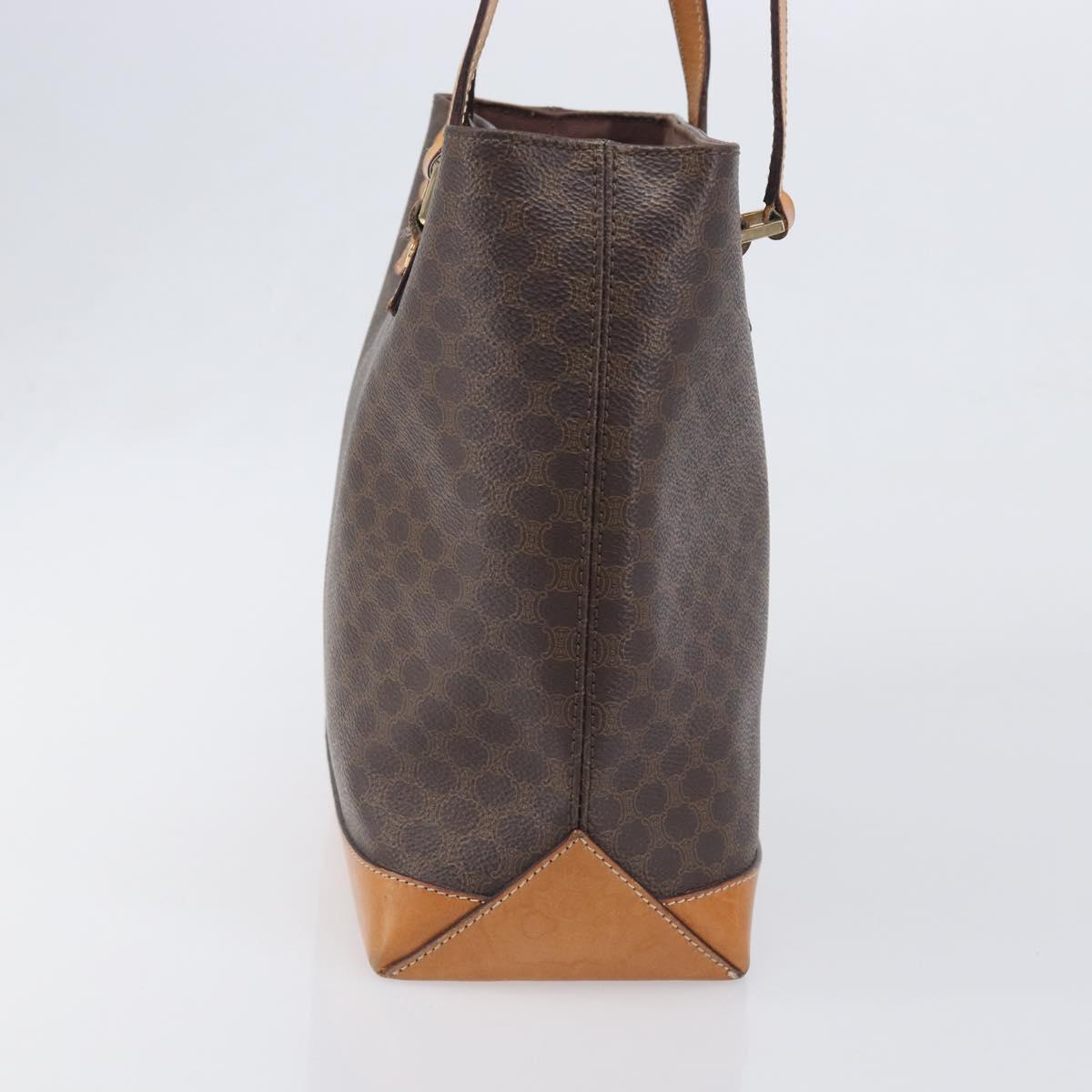 CELINE Macadam Hand Bag PVC Leather Brown Gold Tone Auth ep15786