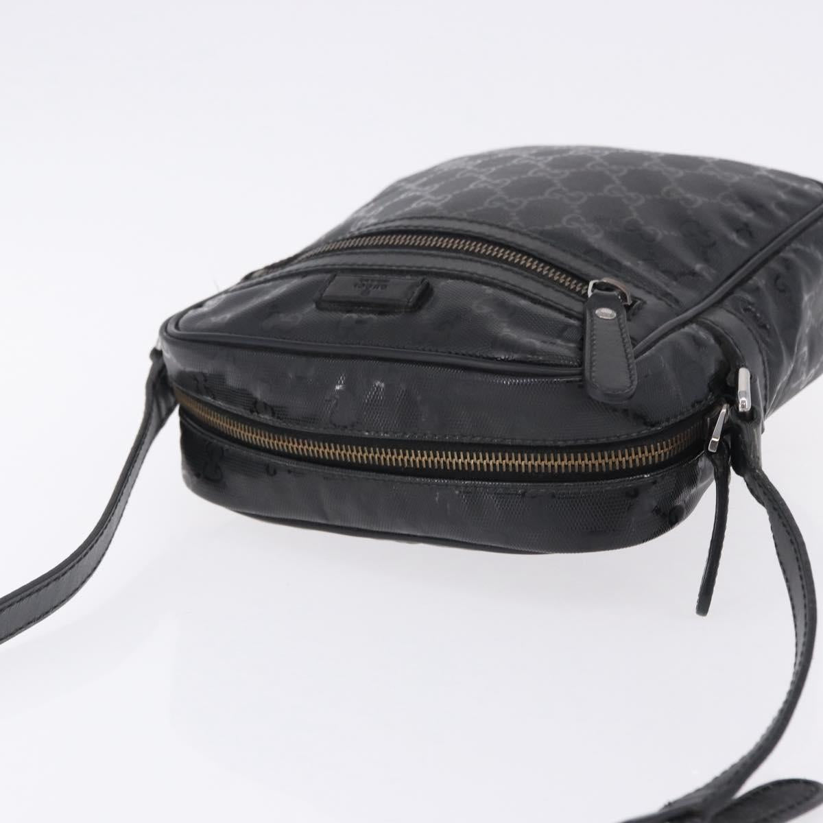 GUCCI GG Implementation Shoulder Bag PVC Black Silver 233268 Auth ep15789