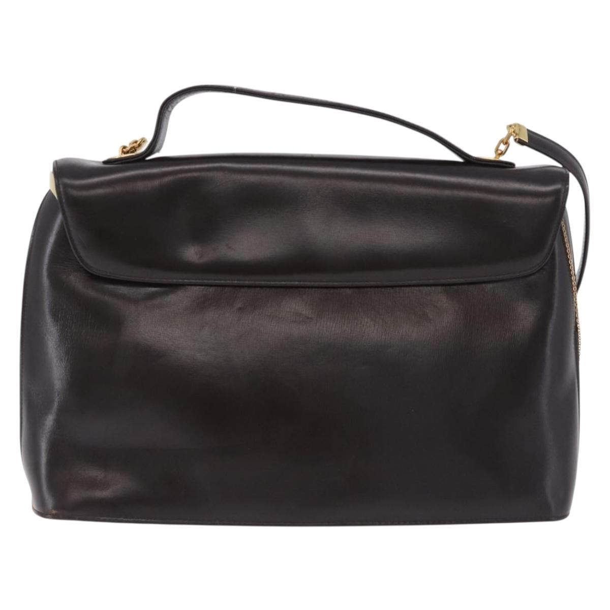 Christian Dior Hand Bag Leather 2way Brown Gold Tone Auth ep15792A