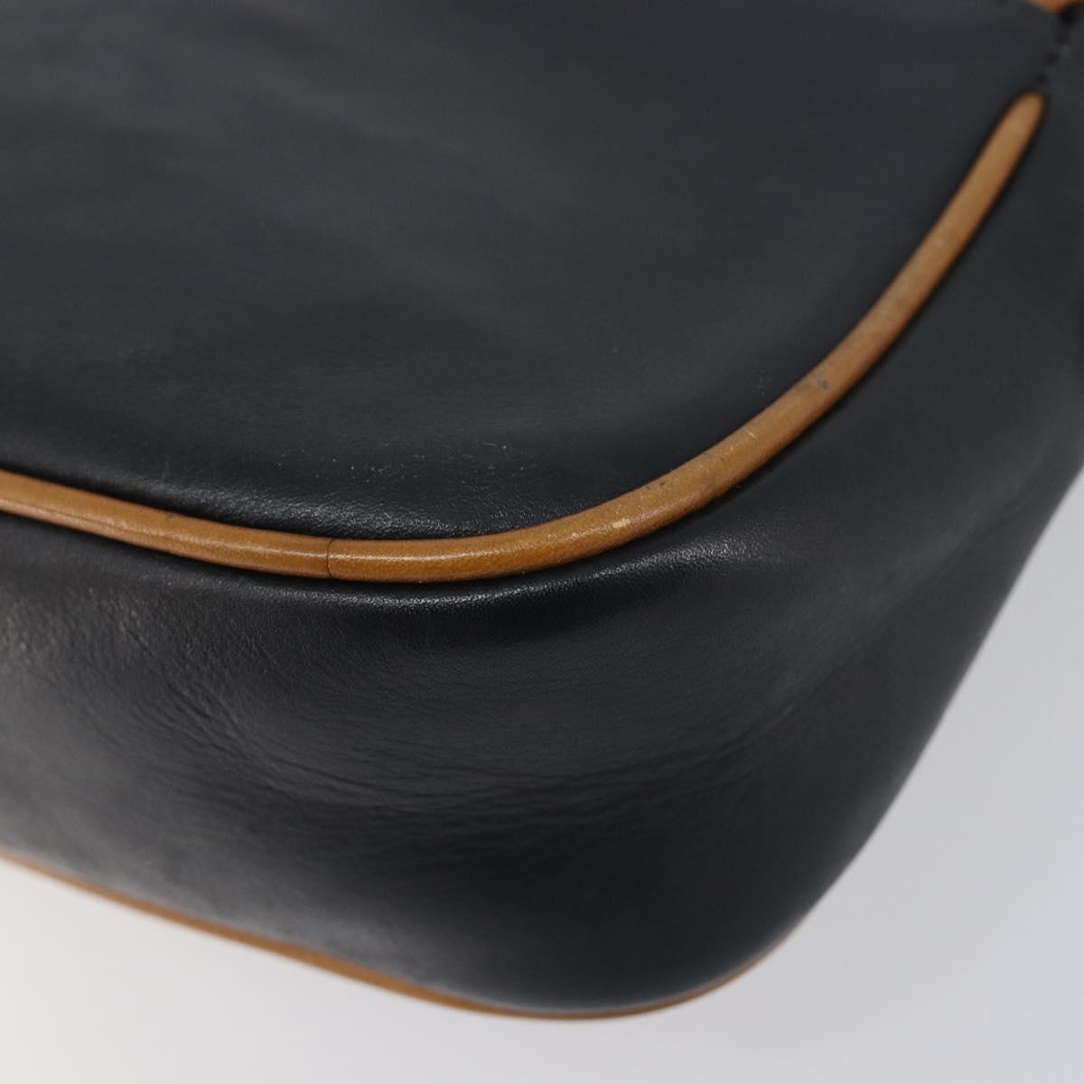 CELINE Shoulder Bag Leather Black Gold Tone Auth ep15799