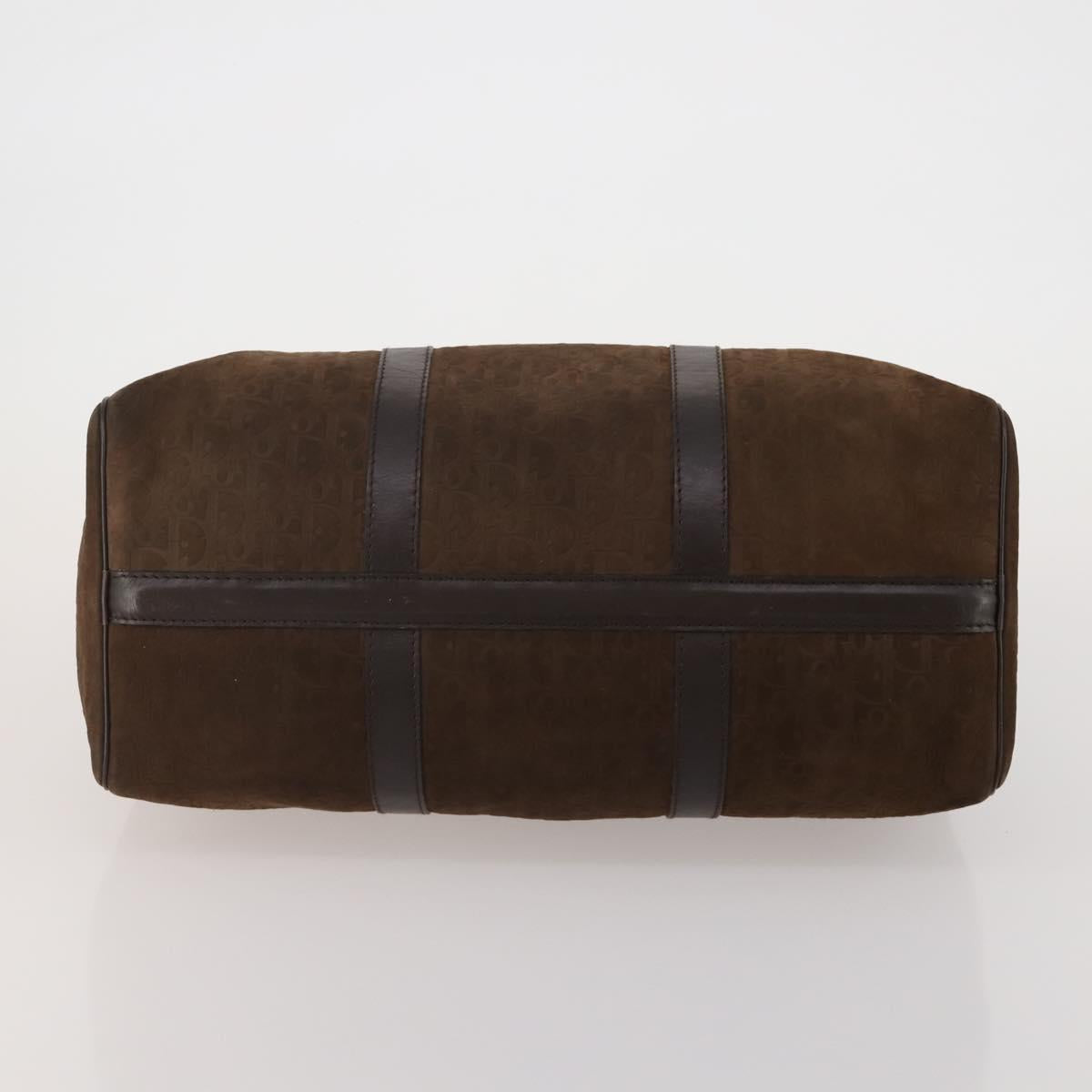 Christian Dior Trotter Boston Bag Suede Brown Gold Tone Auth ep15800