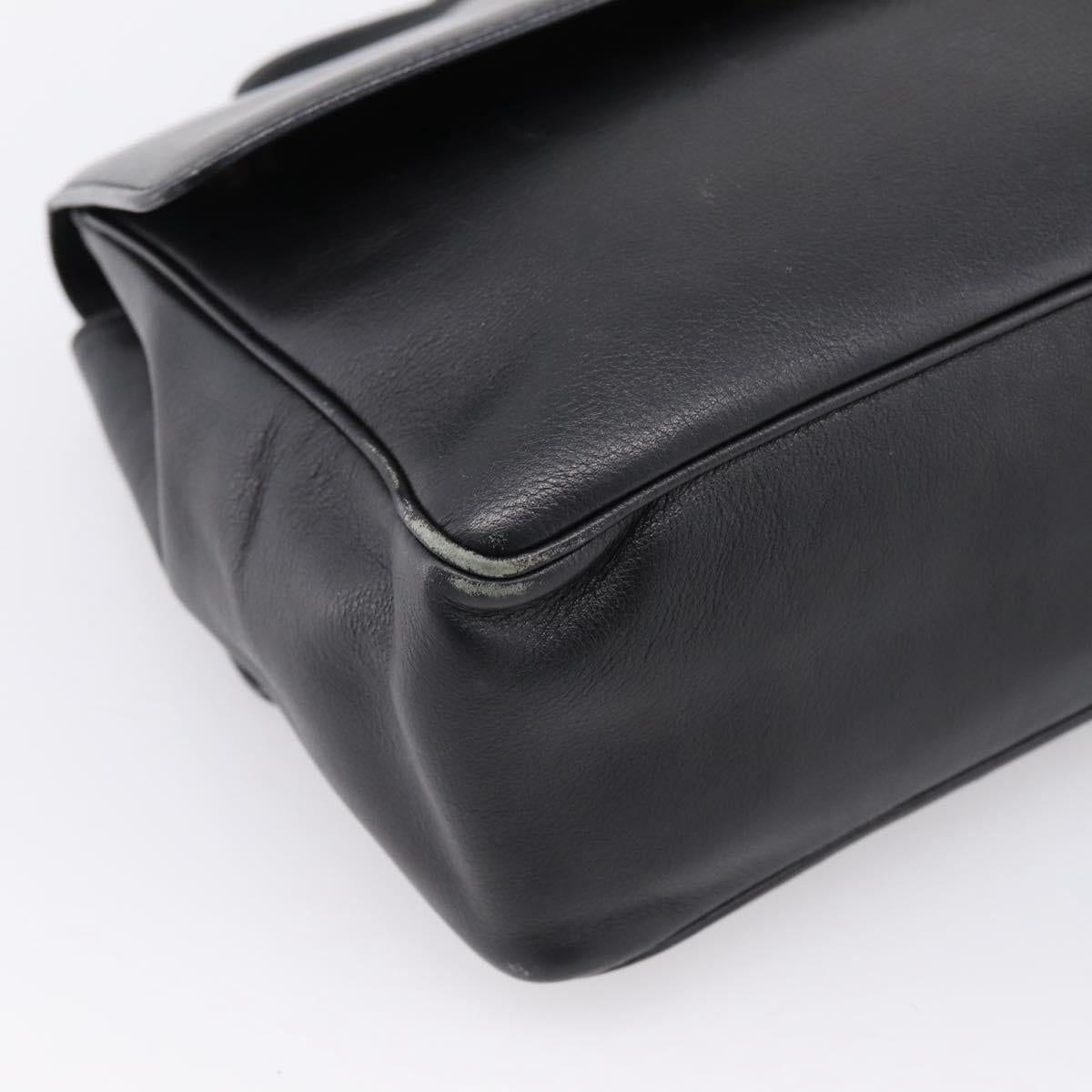 CELINE Shoulder Bag Leather Black Gold Tone Auth ep15804