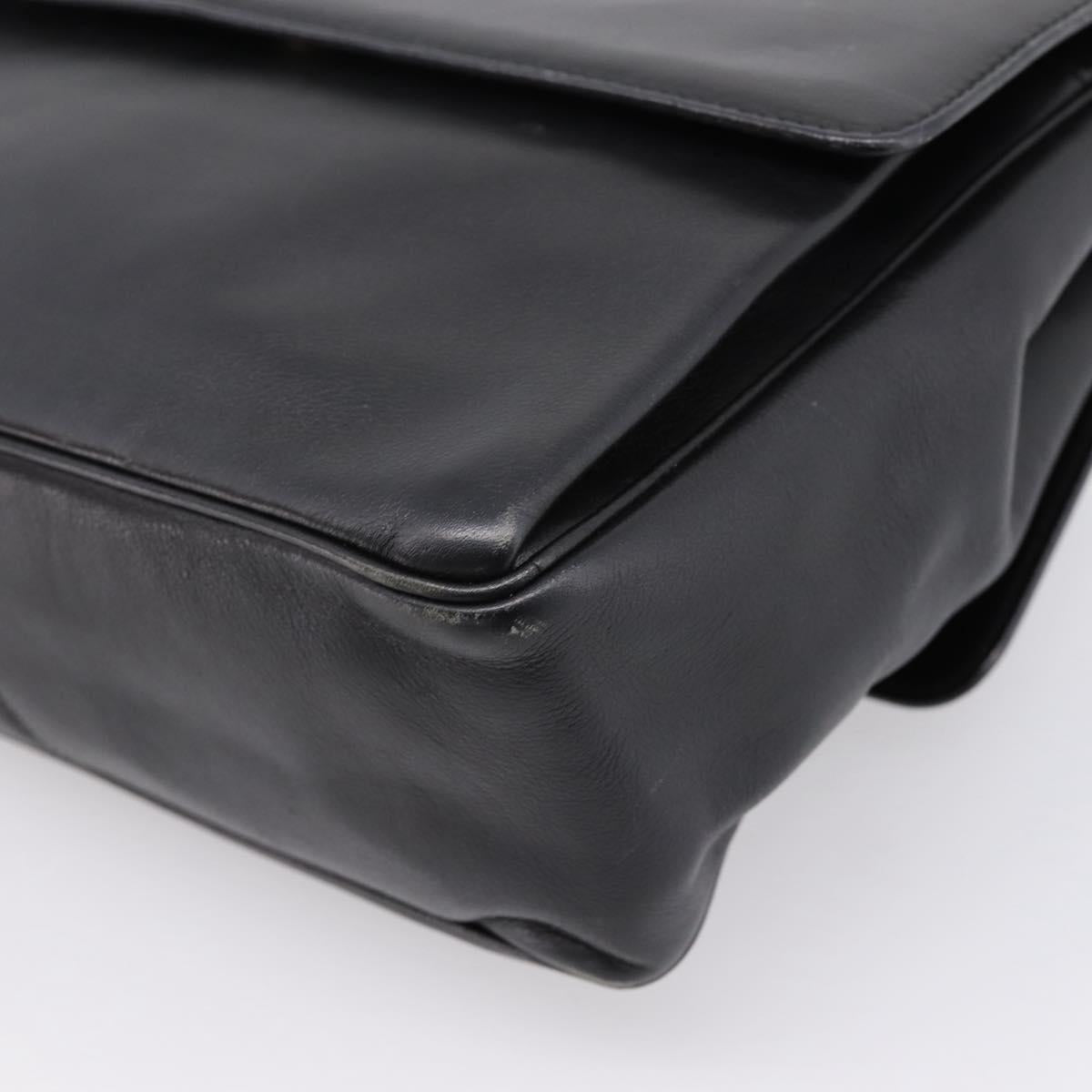 CELINE Shoulder Bag Leather Black Gold Tone Auth ep15804