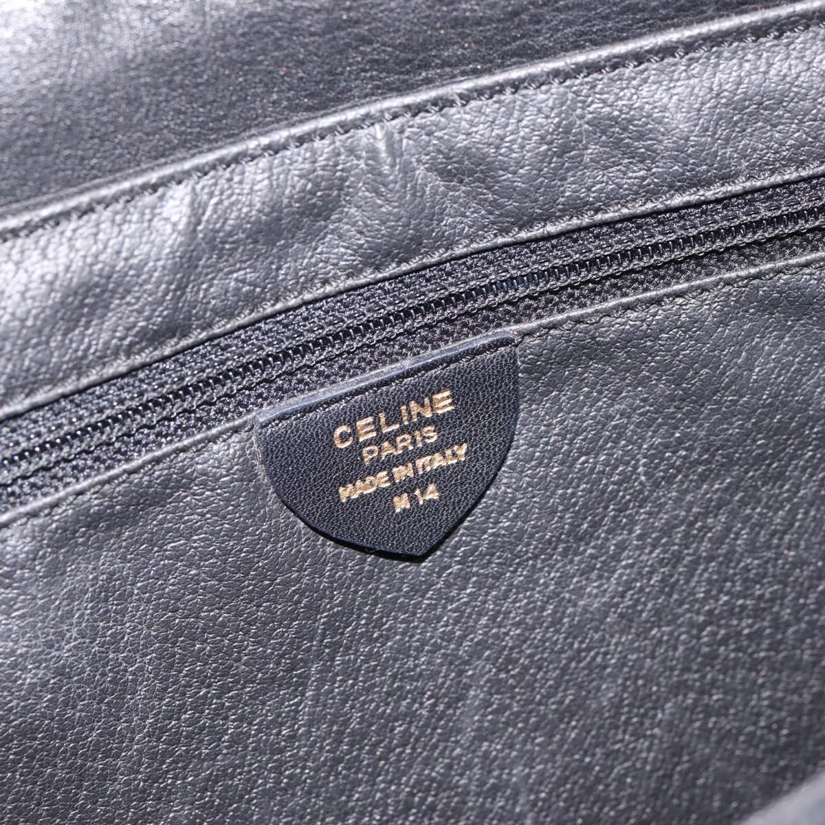 CELINE Shoulder Bag Leather Black Gold Tone Auth ep15804