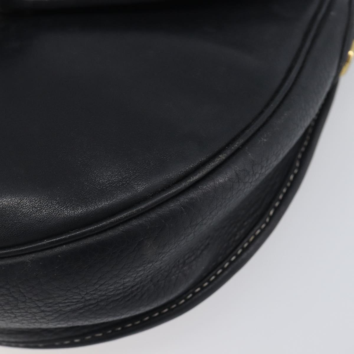 Christian Dior Shoulder Bag Leather Navy Silver Auth ep15806