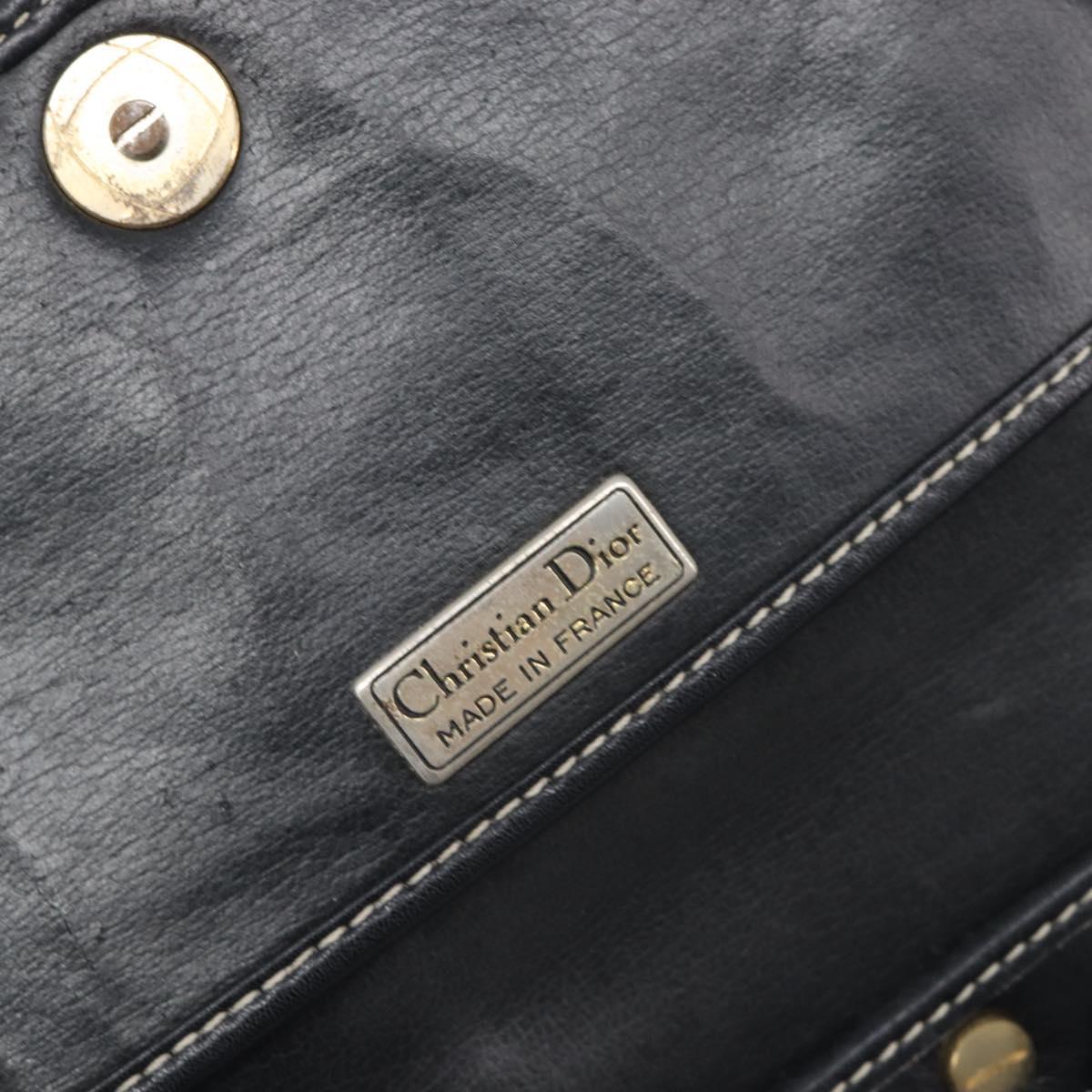 Christian Dior Shoulder Bag Leather Navy Silver Auth ep15806