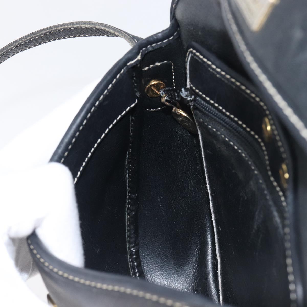 Christian Dior Shoulder Bag Leather Navy Silver Auth ep15806