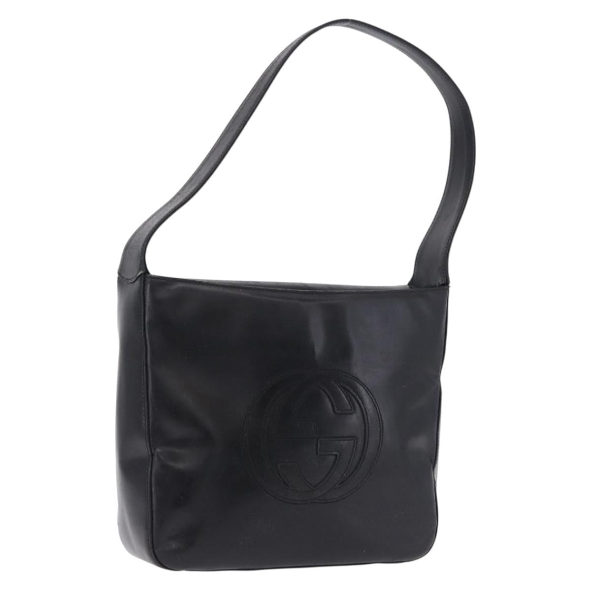 GUCCI Shoulder Bag Patent Black Auth ep15810