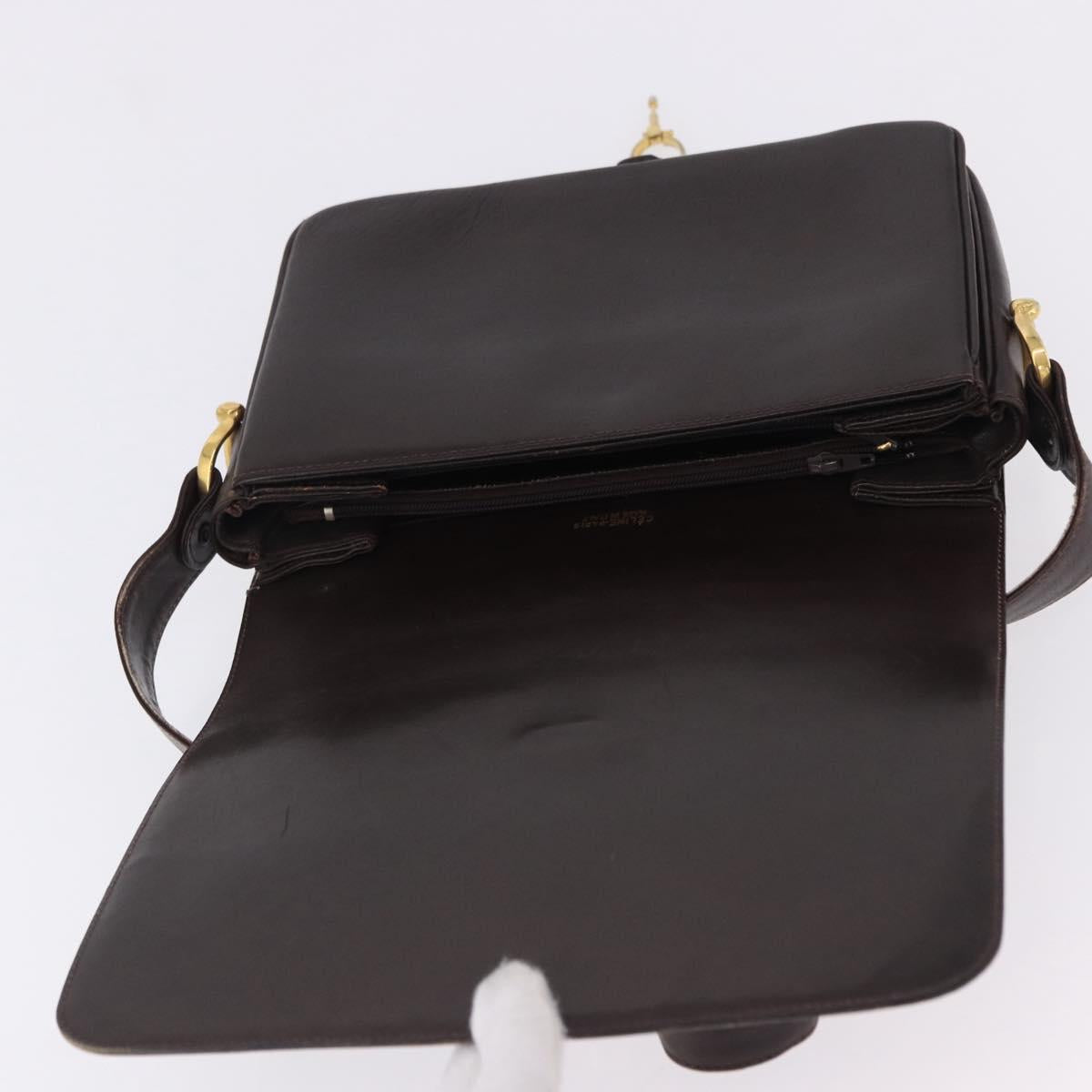 CELINE C Saluki Shoulder Bag Canvas Beige Gold Tone Auth ep15812