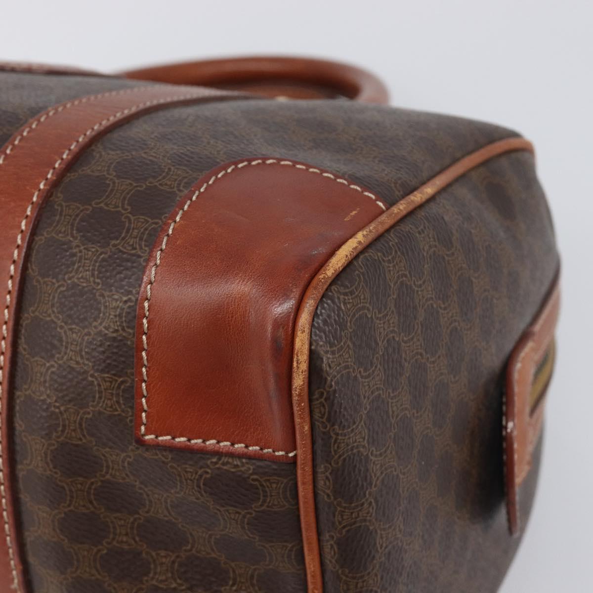 CELINE Macadam Hand Bag PVC Leather Brown Gold Tone Auth ep15813