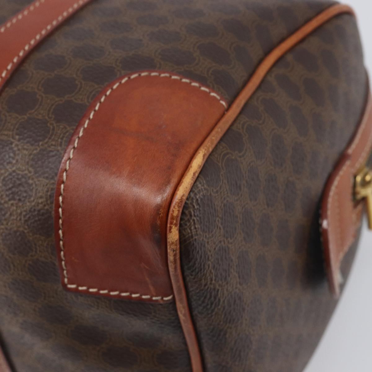 CELINE Macadam Hand Bag PVC Leather Brown Gold Tone Auth ep15813