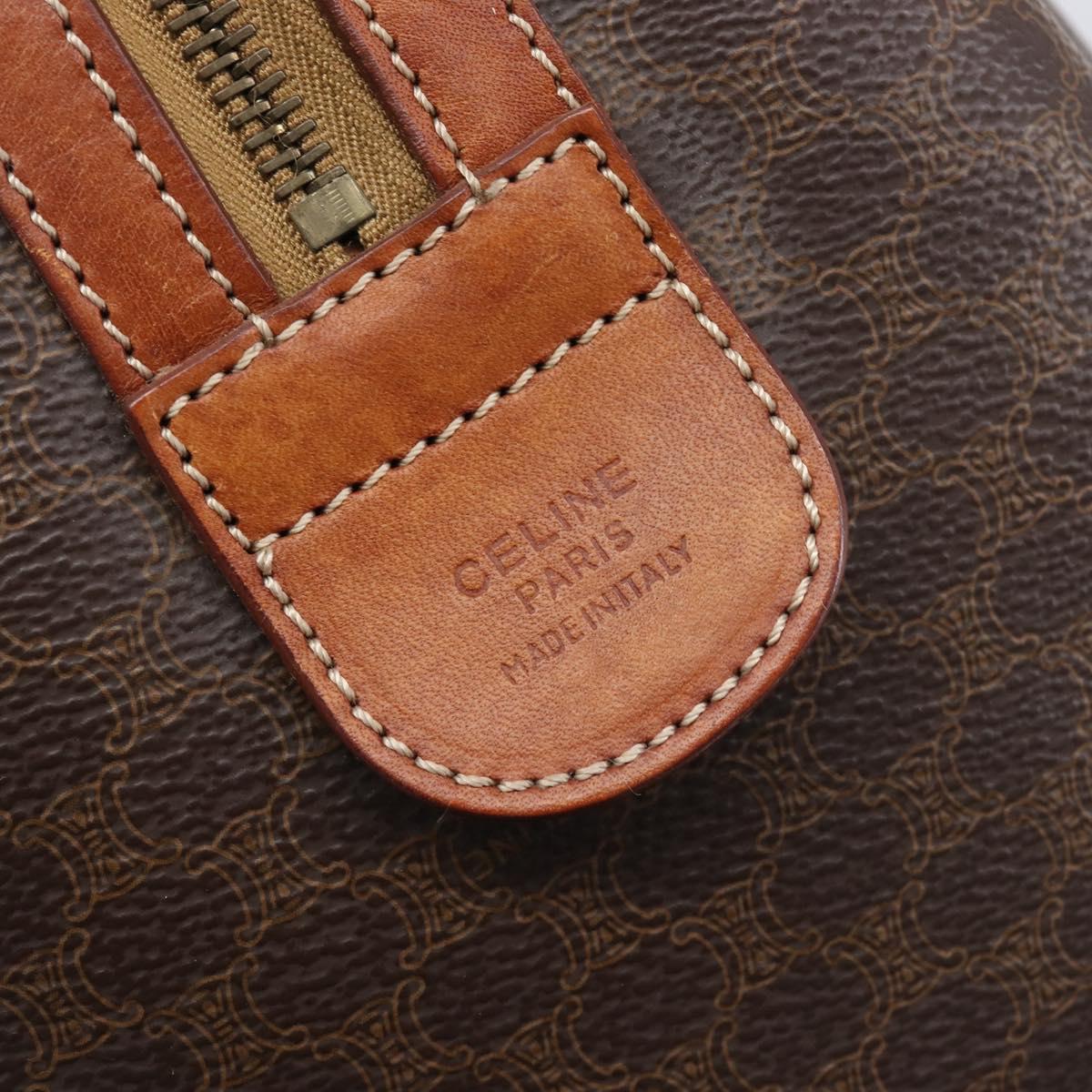 CELINE Macadam Hand Bag PVC Leather Brown Gold Tone Auth ep15813