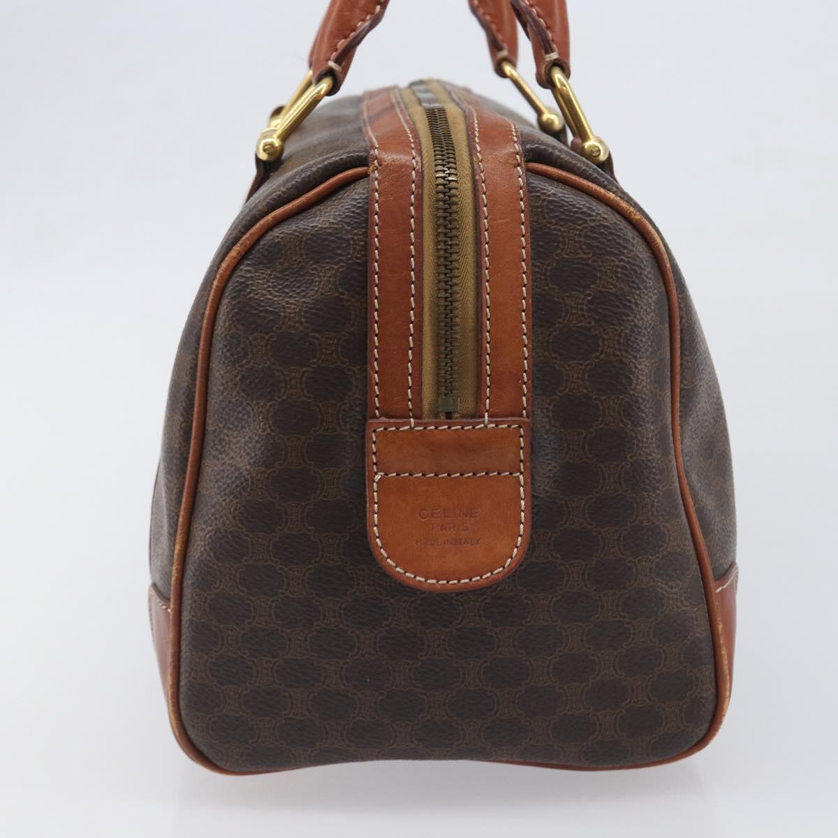 CELINE Macadam Hand Bag PVC Leather Brown Gold Tone Auth ep15813