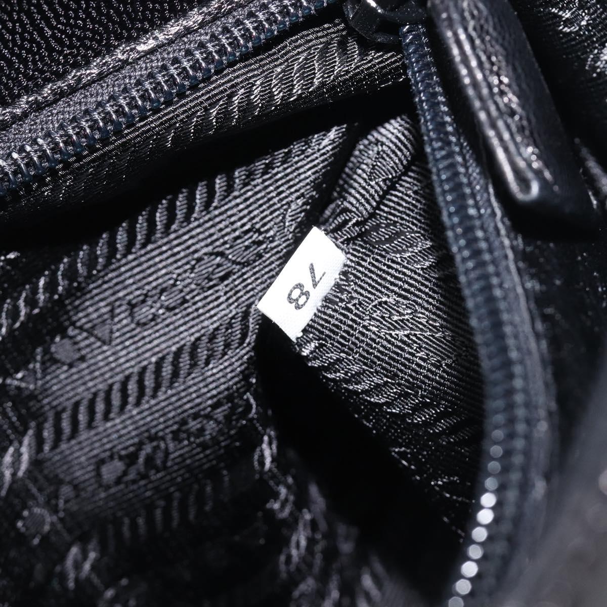 PRADA Chain Shoulder Bag Leather Black Silver Auth ep15821A