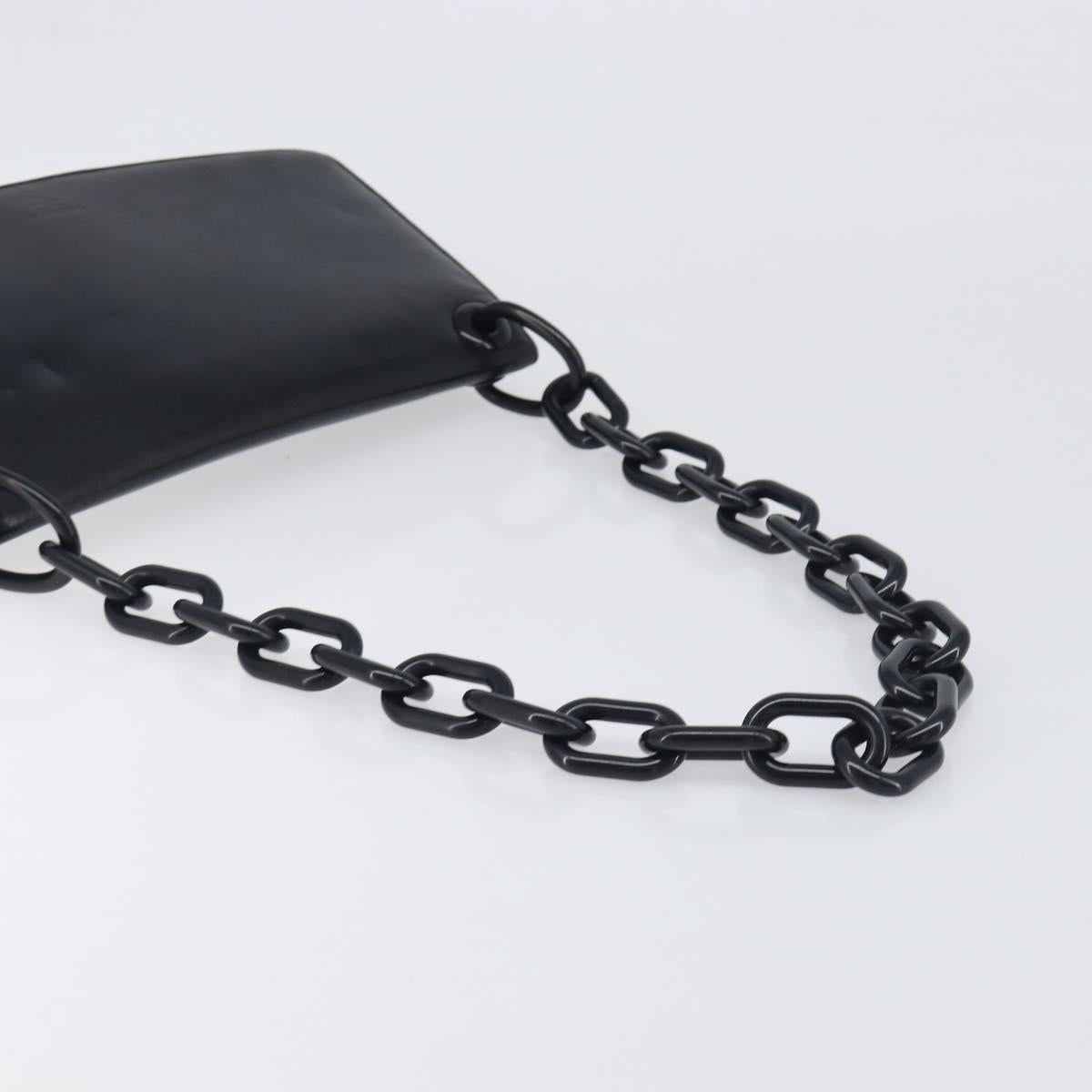 PRADA Chain Shoulder Bag Leather Black Silver Auth ep15821A