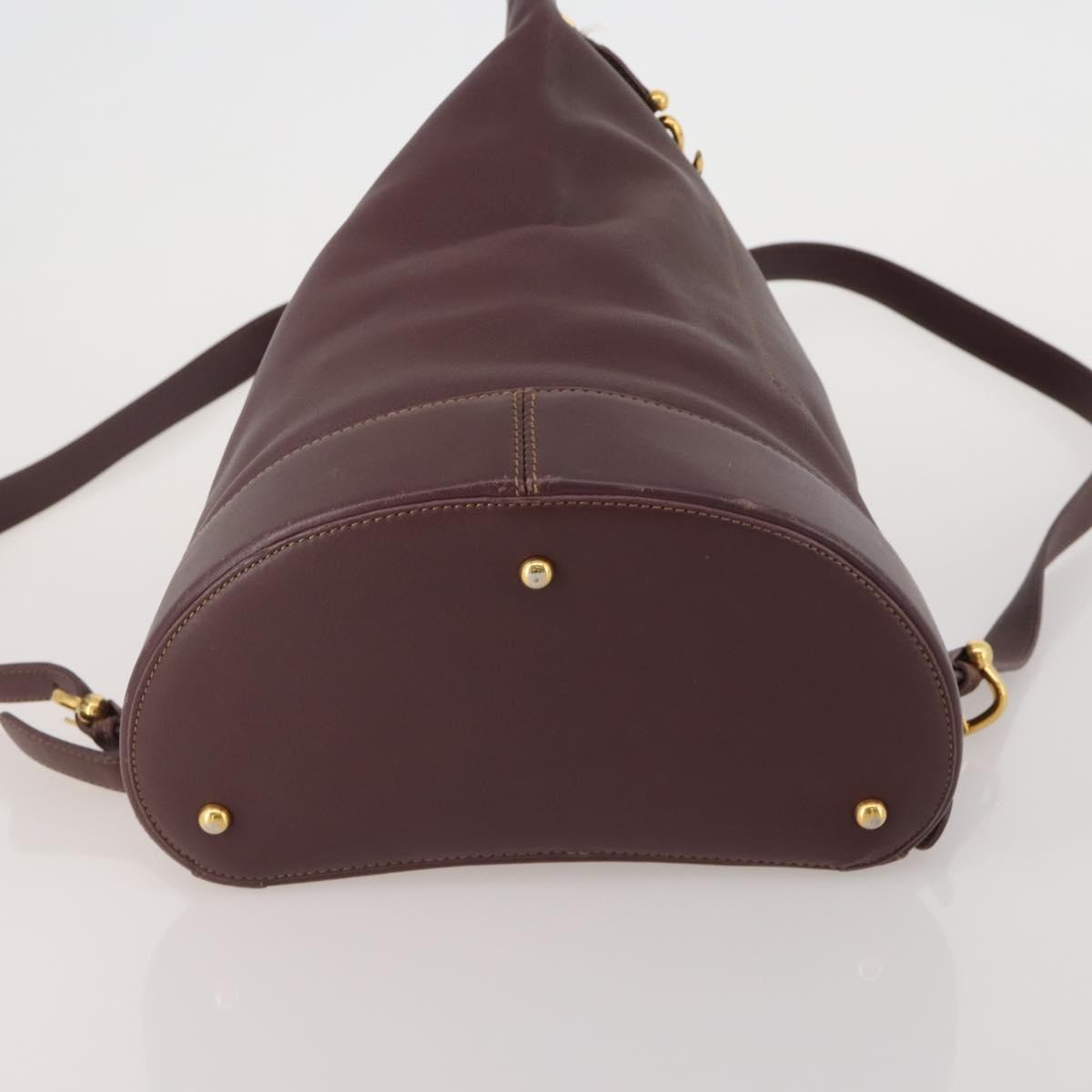 LOEWE Backpack Leather Bordeaux Gold Tone Auth ep15823
