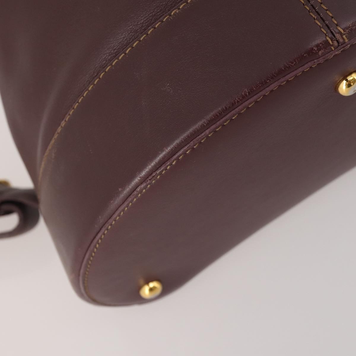 LOEWE Backpack Leather Bordeaux Gold Tone Auth ep15823