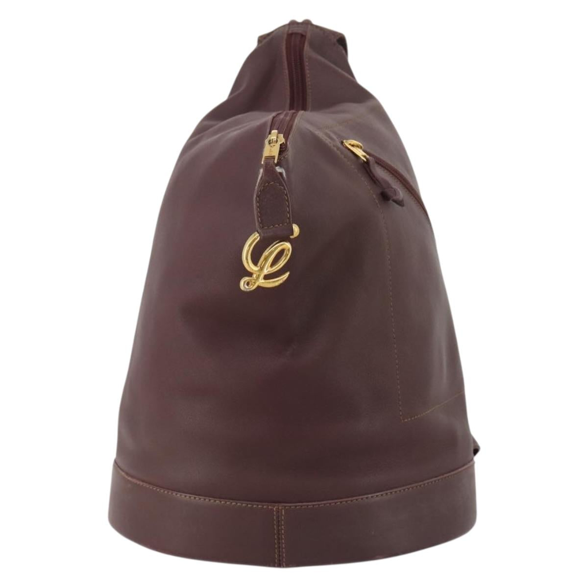 LOEWE Backpack Leather Bordeaux Gold Tone Auth ep15823