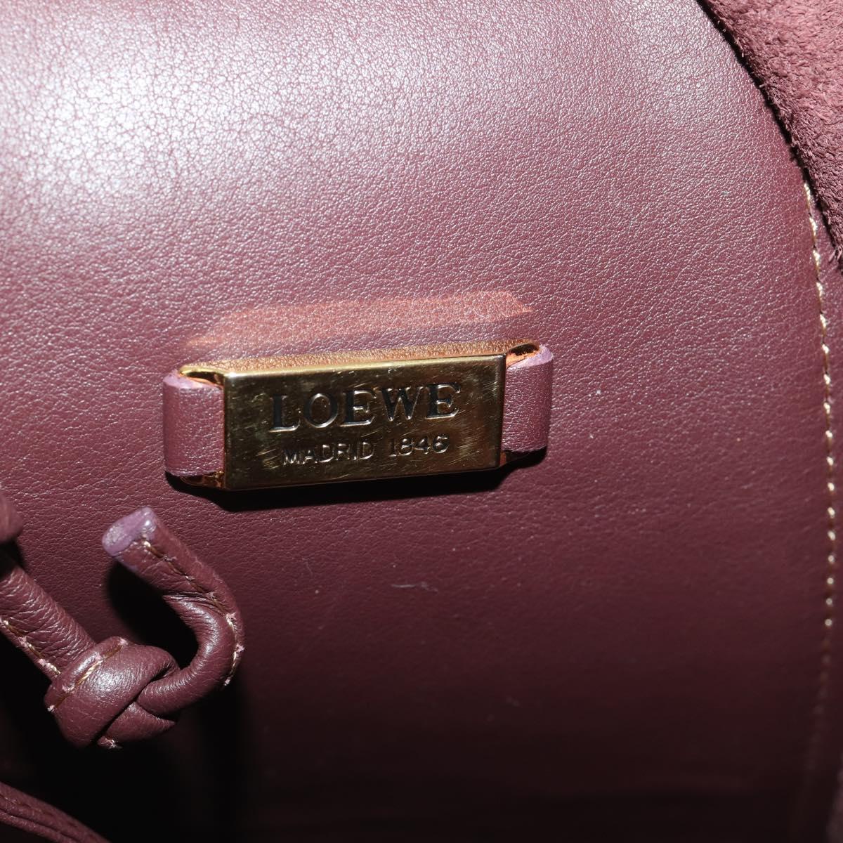 LOEWE Backpack Leather Bordeaux Gold Tone Auth ep15823