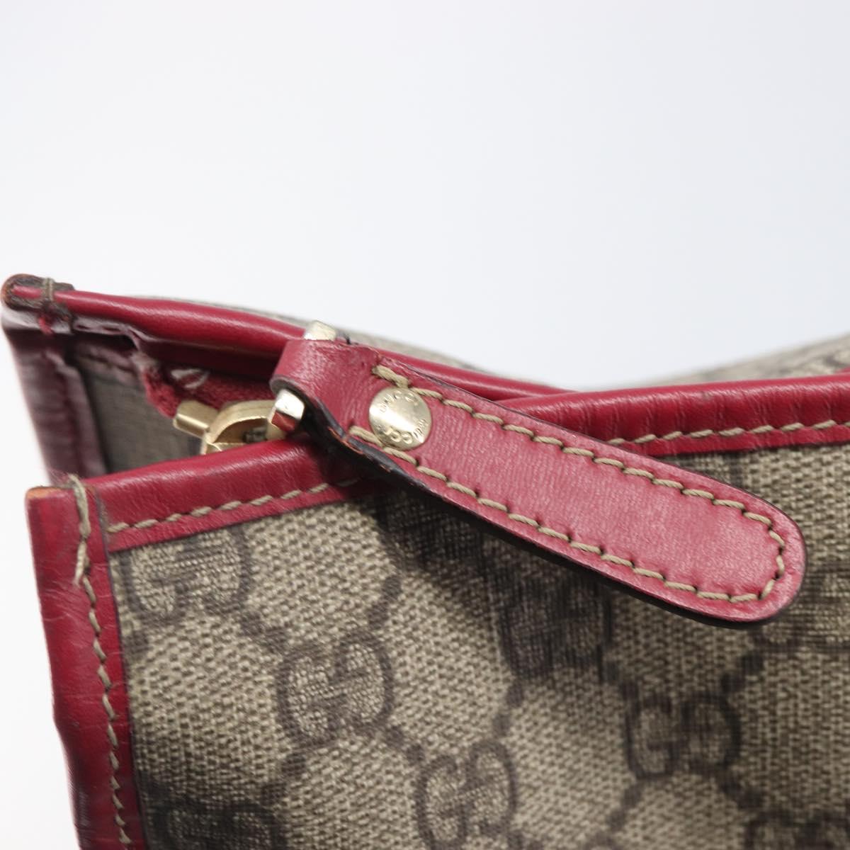 GUCCI GG Supreme Sherry Line Hand Bag PVC Beige Gold 201445 Auth ep15828