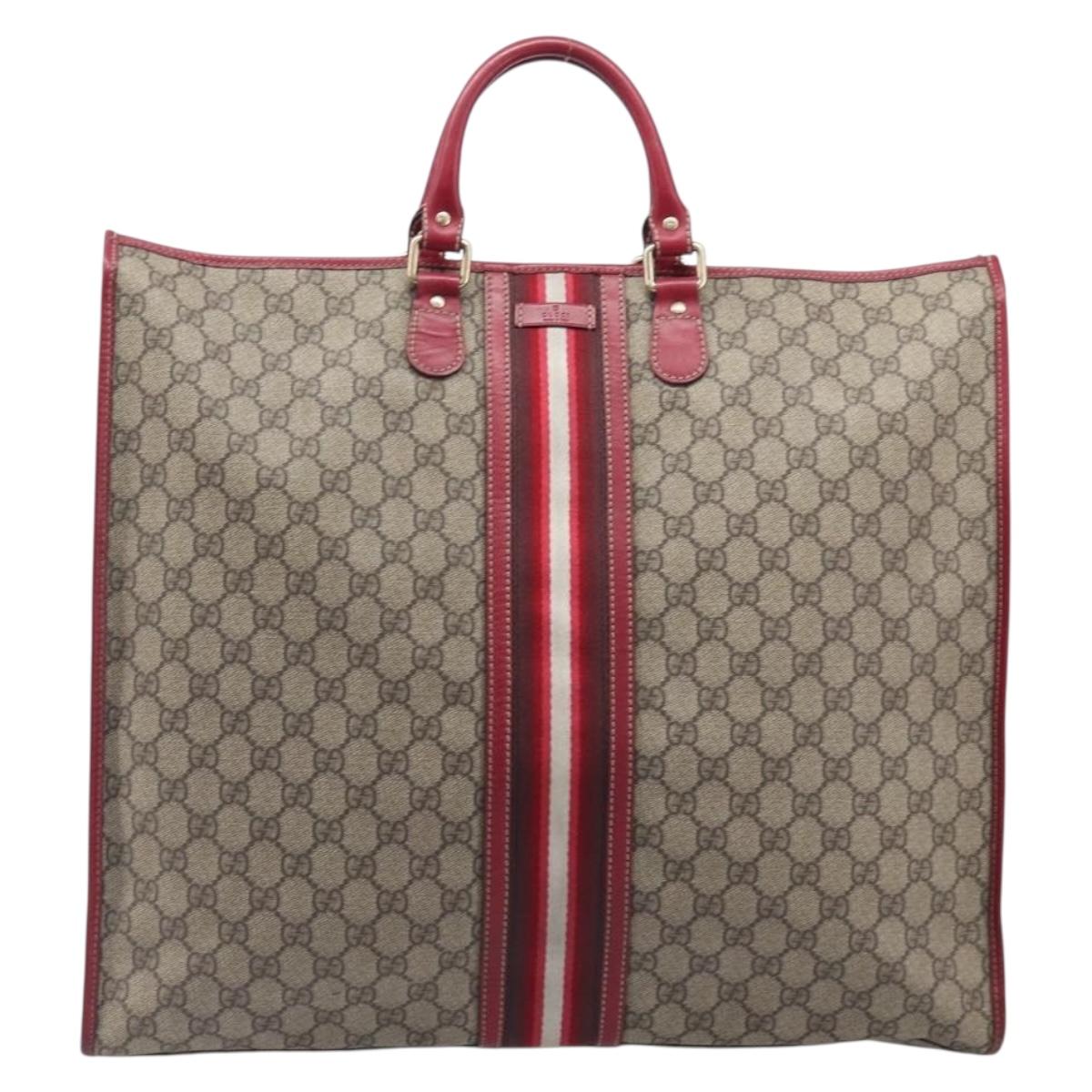 GUCCI GG Supreme Sherry Line Hand Bag PVC Beige Gold 201445 Auth ep15828