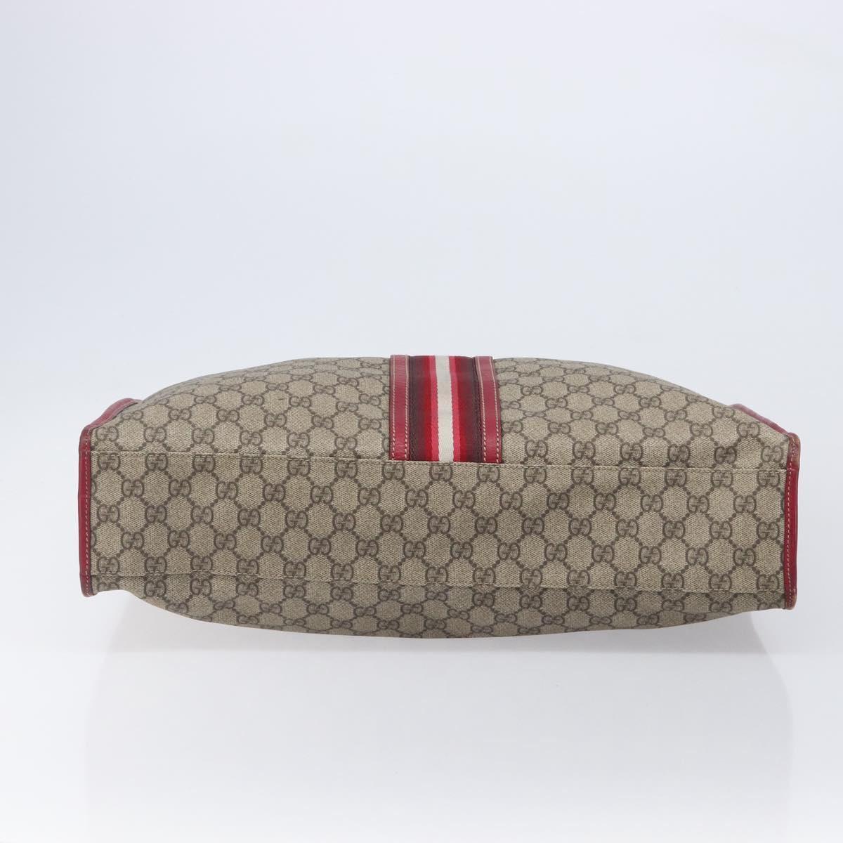 GUCCI GG Supreme Sherry Line Hand Bag PVC Beige Gold 201445 Auth ep15828