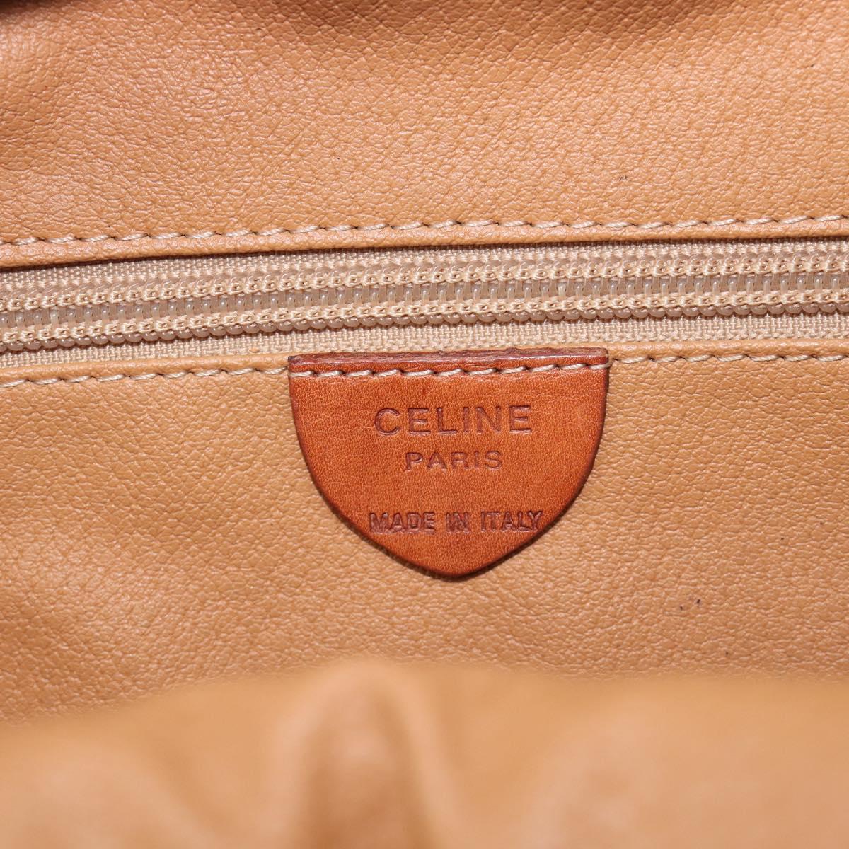 CELINE Macadam Canvas Hand Bag PVC Leather Brown Gold Auth ep15838
