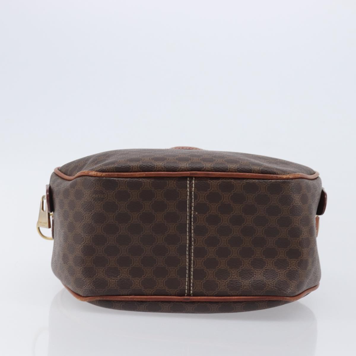 CELINE Macadam Canvas Hand Bag PVC Leather Brown Gold Auth ep15838