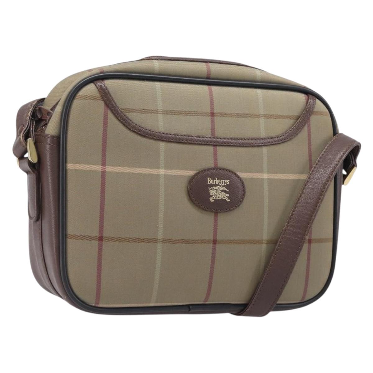 Burberrys Nova Check Shoulder Bag Canvas Beige Gold Auth ep15843