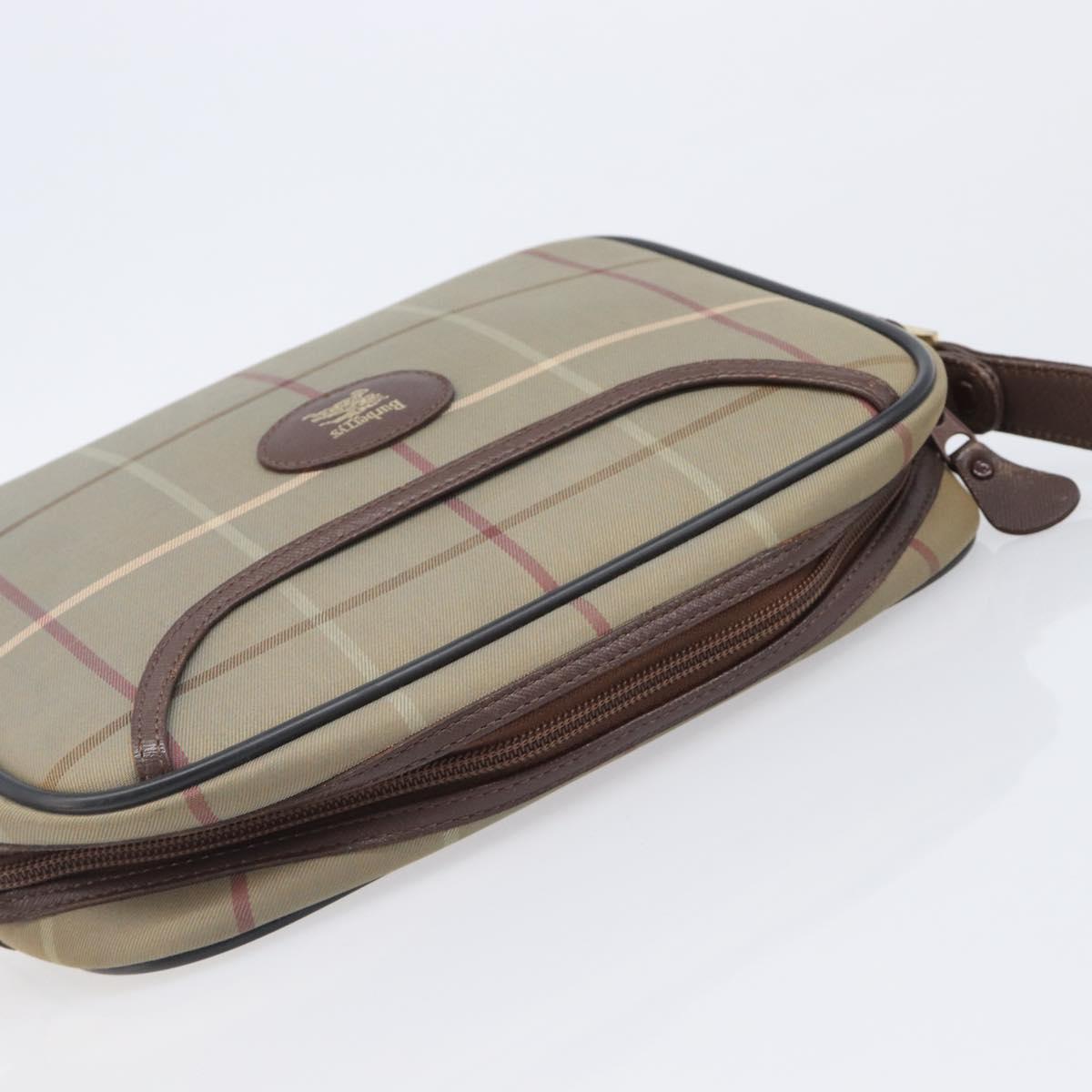 Burberrys Nova Check Shoulder Bag Canvas Beige Gold Auth ep15843