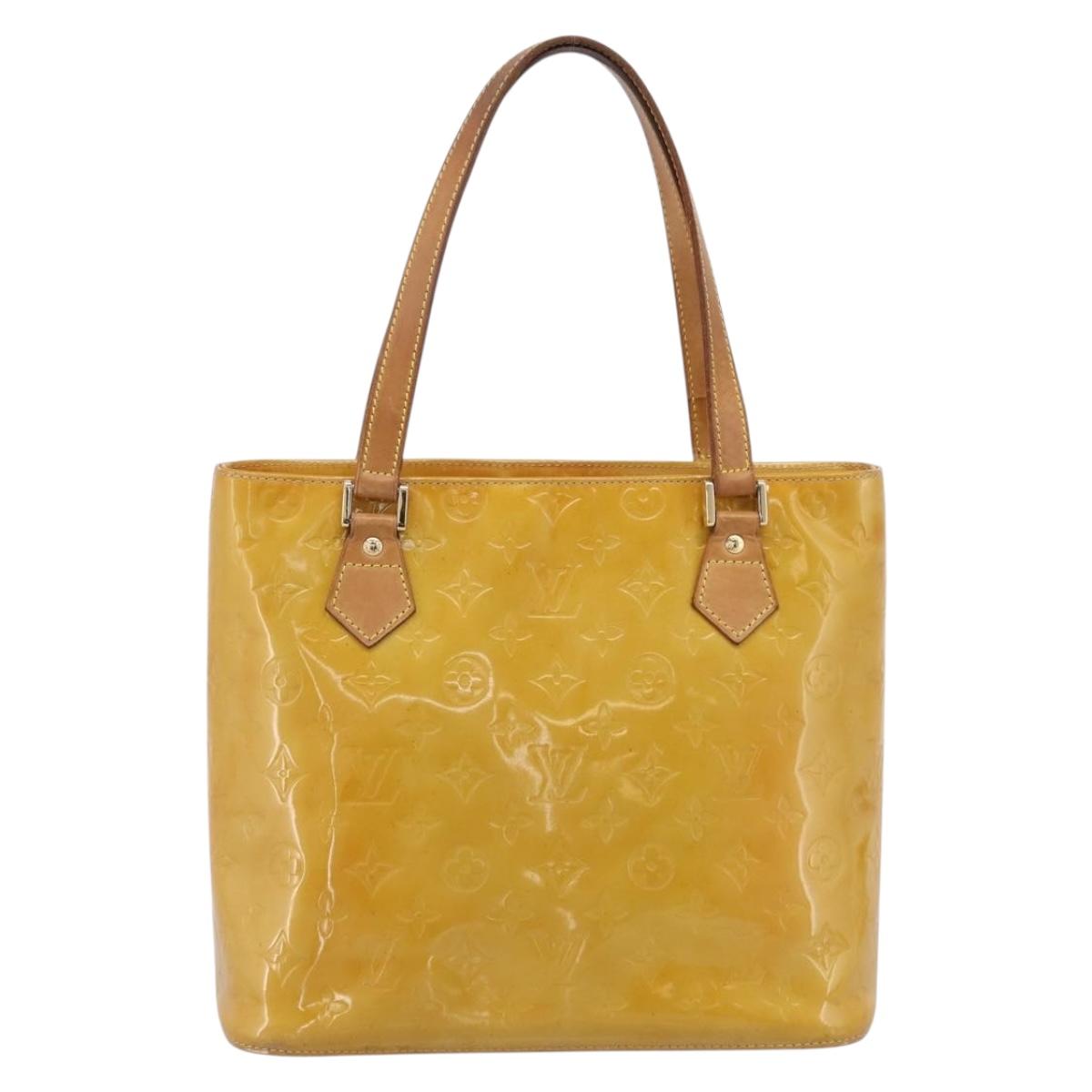LOUIS VUITTON Monogram Vernis Houston Hand Bag Beige M91004 LV Auth ep15845