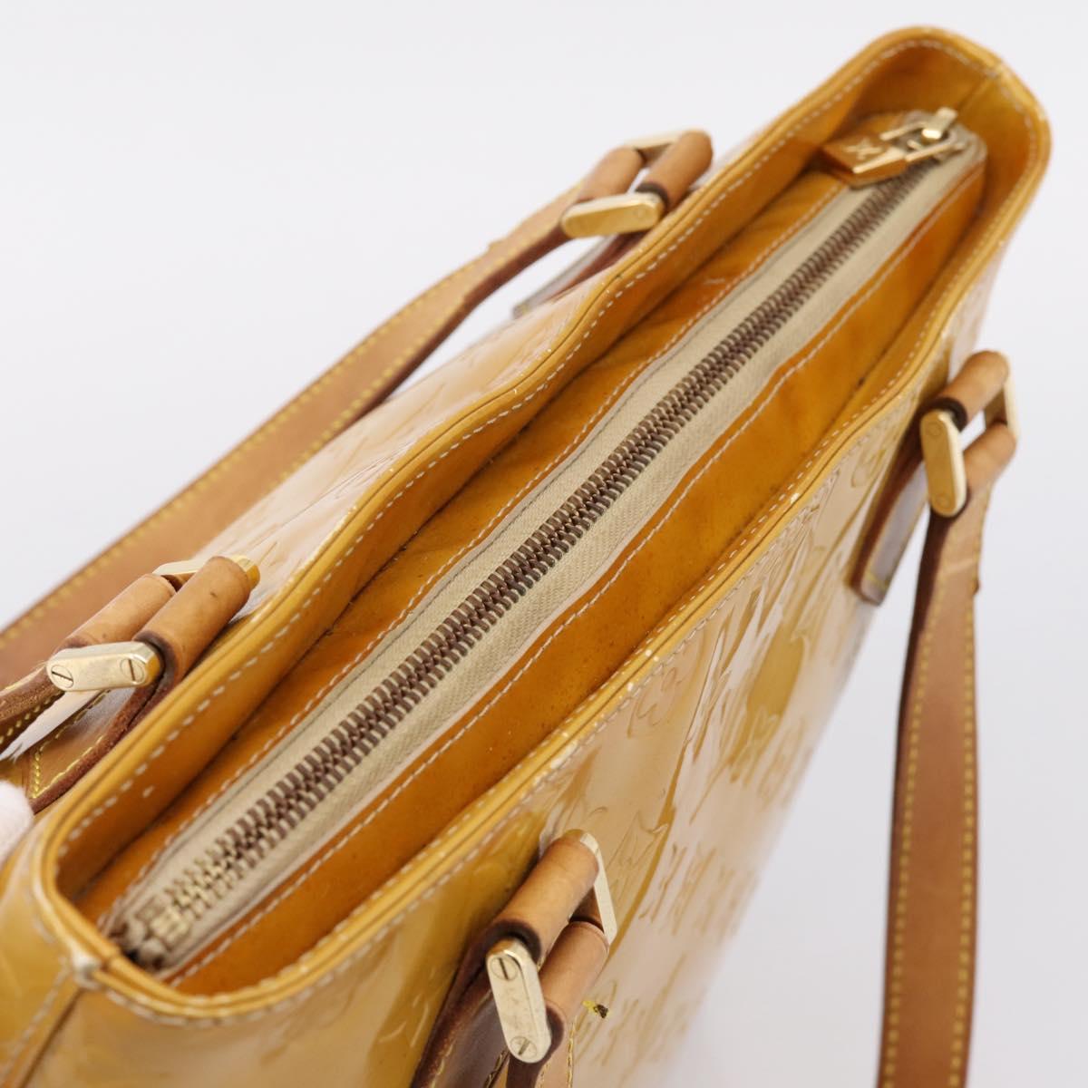 LOUIS VUITTON Monogram Vernis Houston Hand Bag Beige M91004 LV Auth ep15845