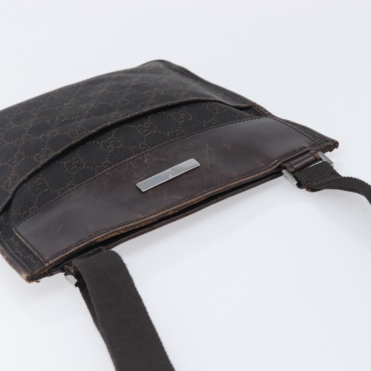 GUCCI GG Canvas Shoulder Bag Black Silver 27639 Auth ep15846
