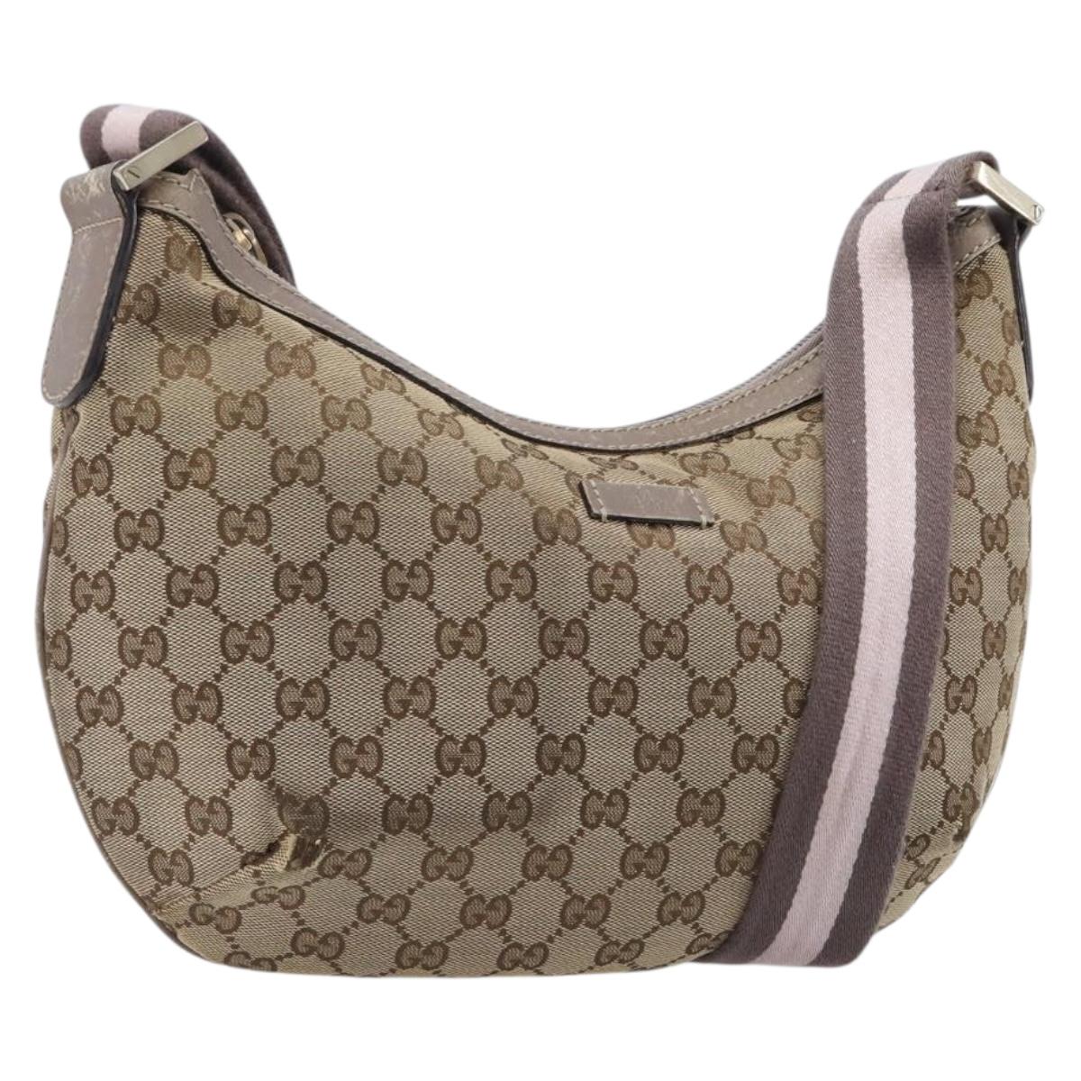 GUCCI GG Canvas Sherry Line Shoulder Bag Beige Gold 181092 Auth ep15849