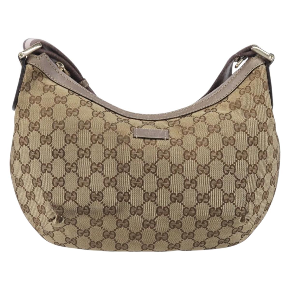 GUCCI GG Canvas Sherry Line Shoulder Bag Beige Gold 181092 Auth ep15849