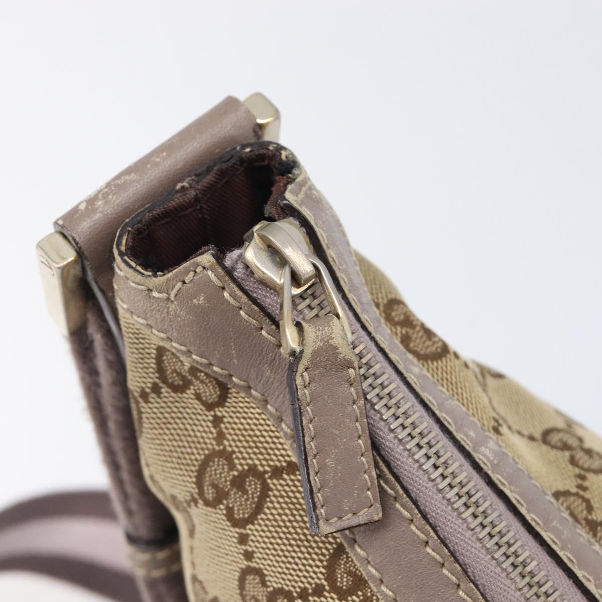 GUCCI GG Canvas Sherry Line Shoulder Bag Beige Gold 181092 Auth ep15849