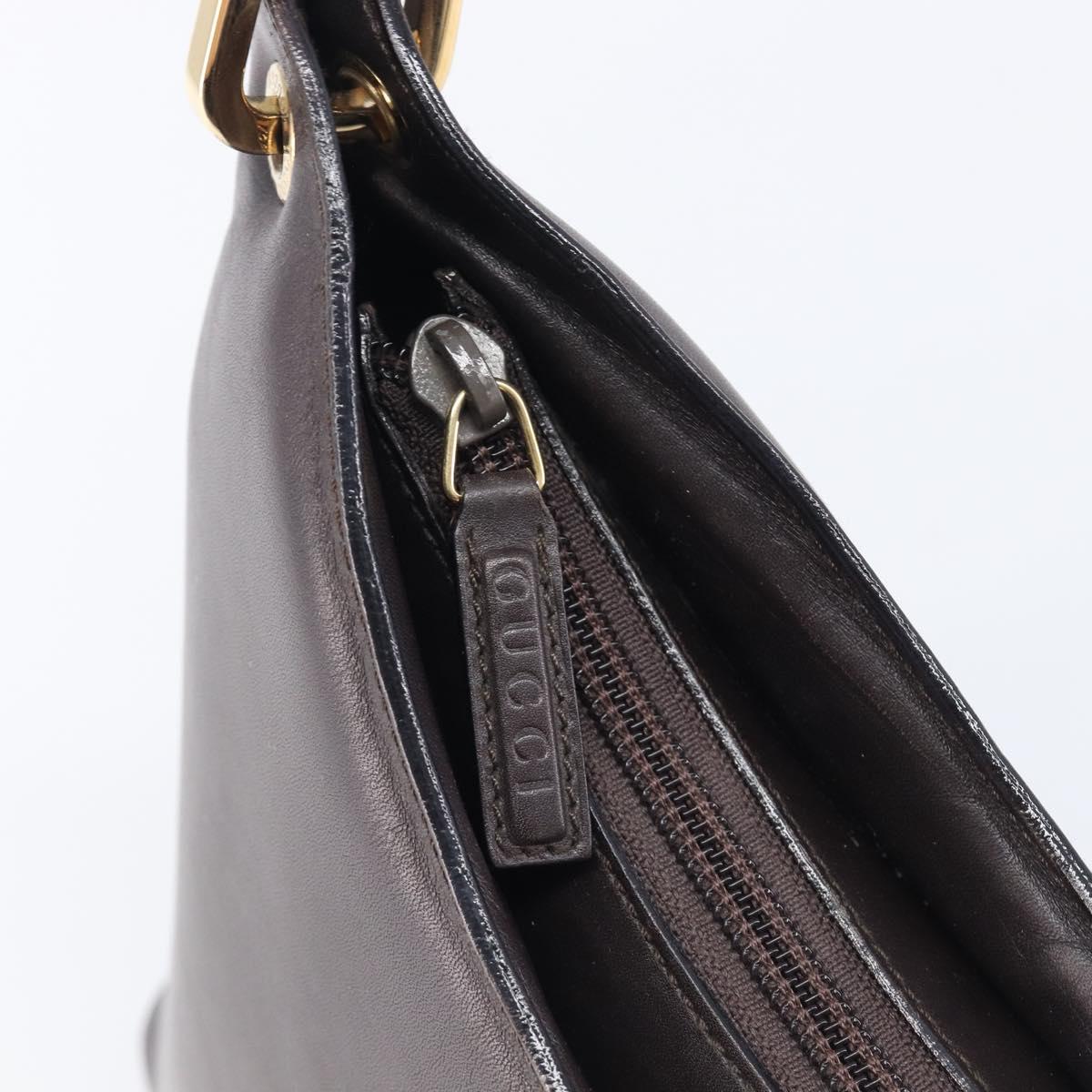 GUCCI Bamboo Hand Bag Leather Dark Brown Gold 001 3008 Auth ep15854