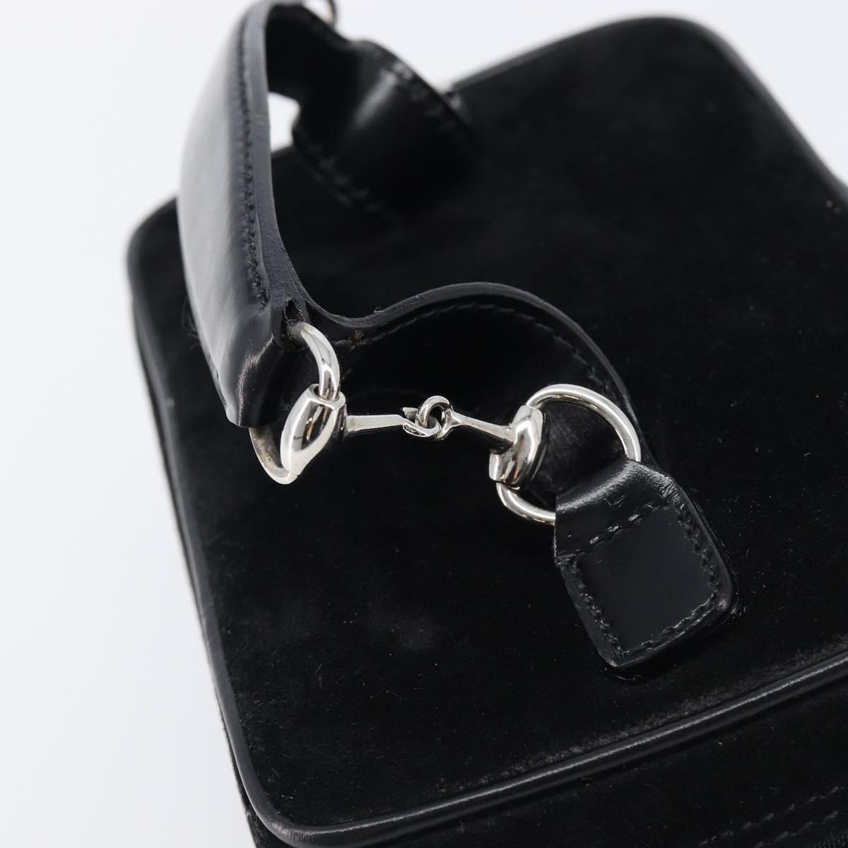 GUCCI Horsebit Vanity Bag Hand Bag Suede Black Silver 032 1705 0141 Auth ep15860