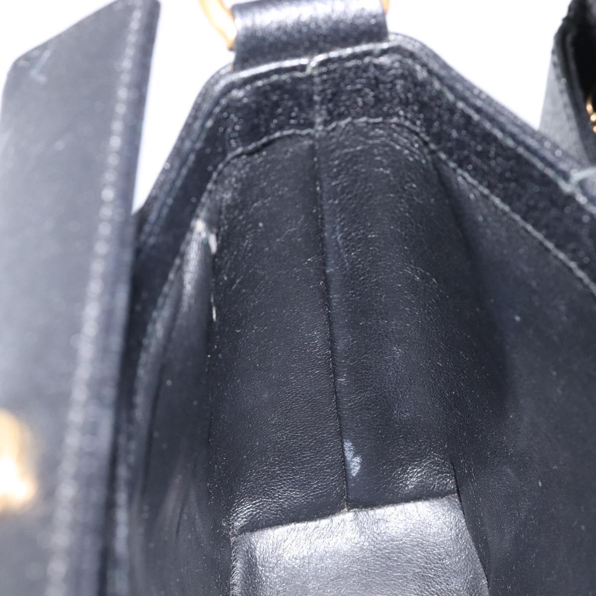 GUCCI Bamboo Hand Bag Leather Black Gold 000 926 0175 Auth ep15867A