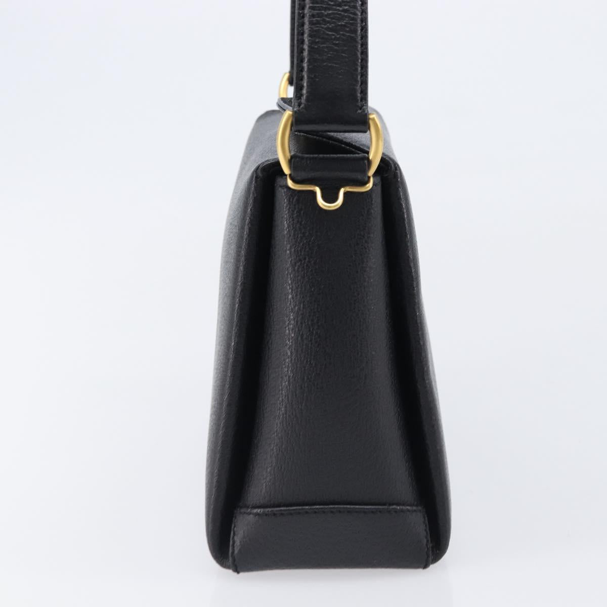 GUCCI Bamboo Hand Bag Leather Black Gold 000 926 0175 Auth ep15867A
