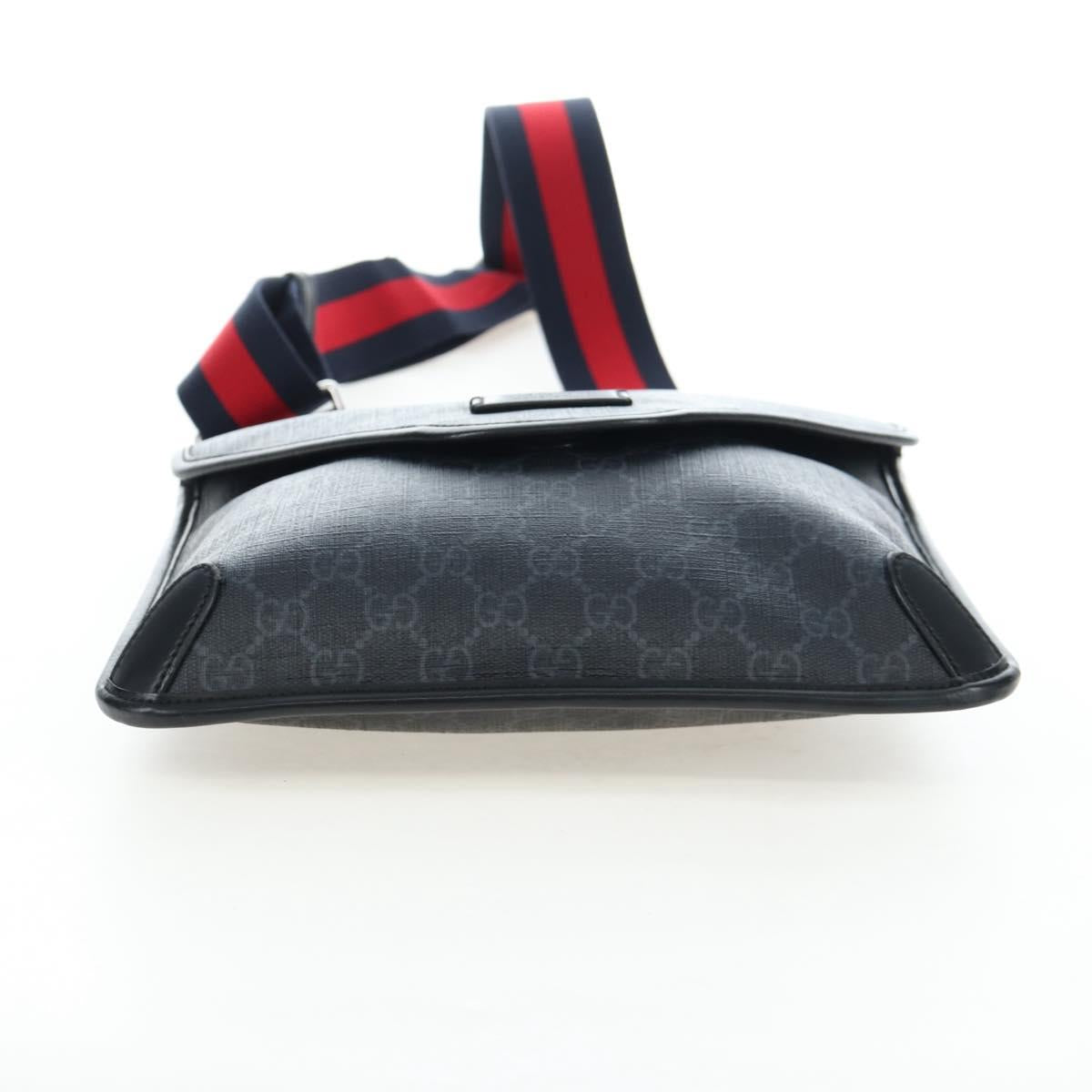 GUCCI GG Supreme Sherry Line Shoulder Bag PVC Black 599521 Auth ep15871A